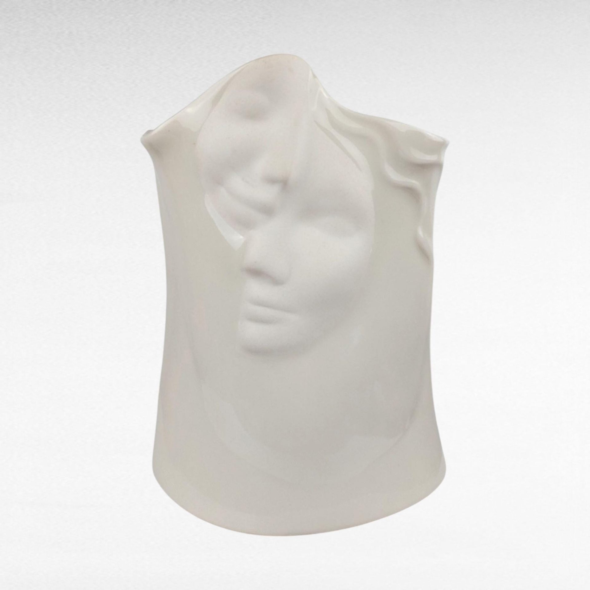 2005 Blue Sky Signed Porcelain Face Vase by Lund, Vintage Organic Modern Decor, Unique Gift for Art Lovers, Collectors