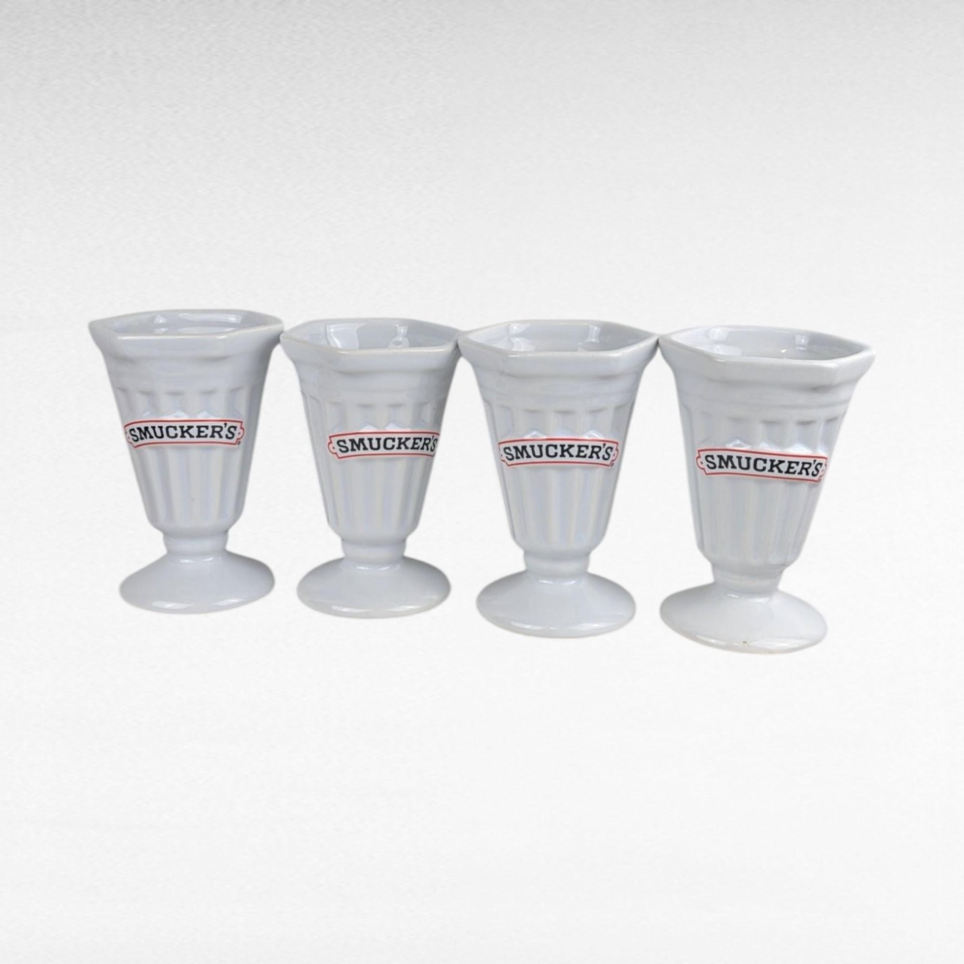 Set of 4 Vintage Smuckers Ceramic Ice Cream Cups. 