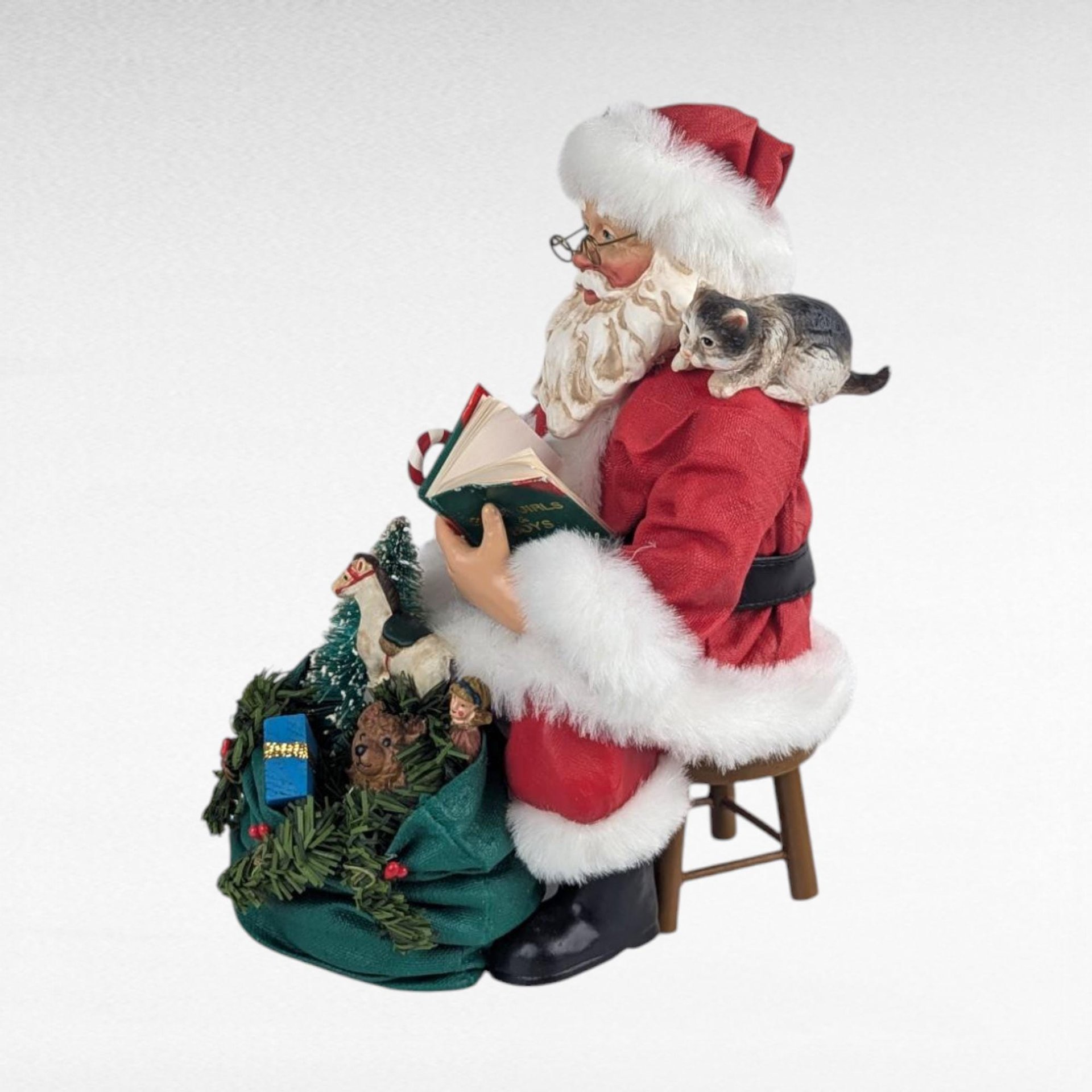 1998 Clothique Possible Dreams Santa Figure, Sitting with Book, Collectible Santa Claus, Holiday Gift, Possible Dreams Santa