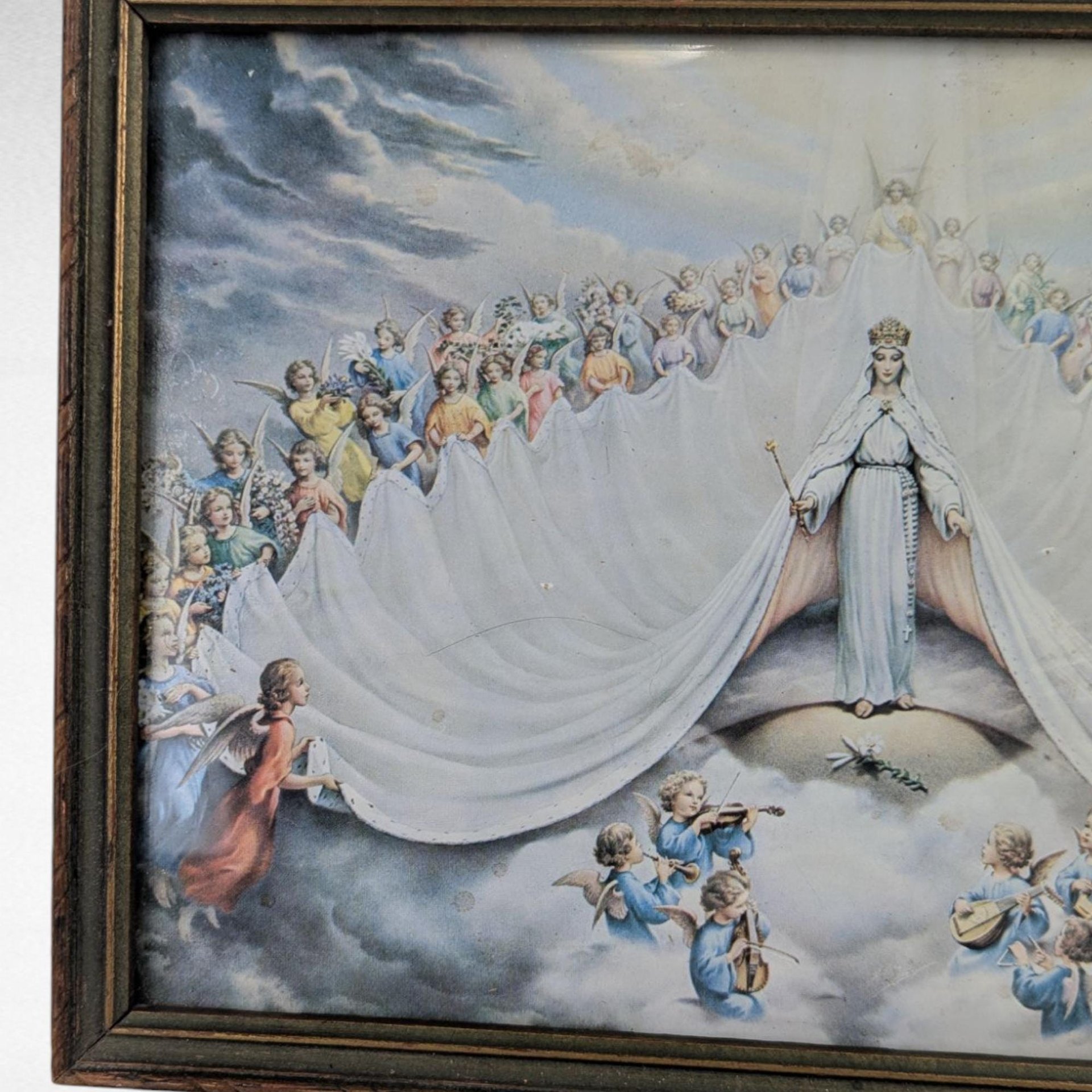Vintage Mary Immaculate, Queen of the Universe Framed Print, Religious Art, Angelic Scene, Christian Gift, Framed Religious Print