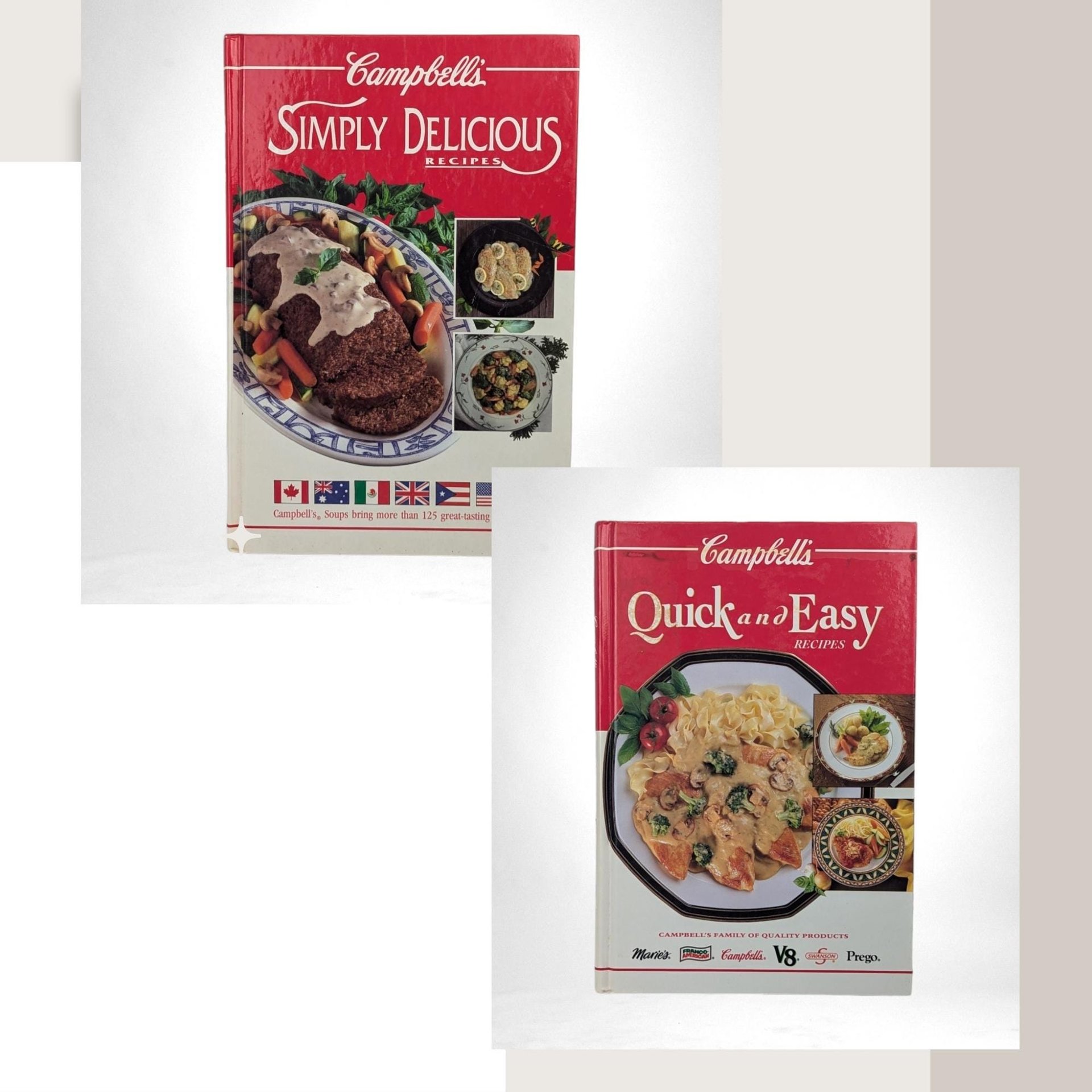 Vintage Campbell's Cookbook Pair - 1990s Simply Delicious & Quick and Easy Recipes - Classic Soup Dishes - Gift for Home Cook