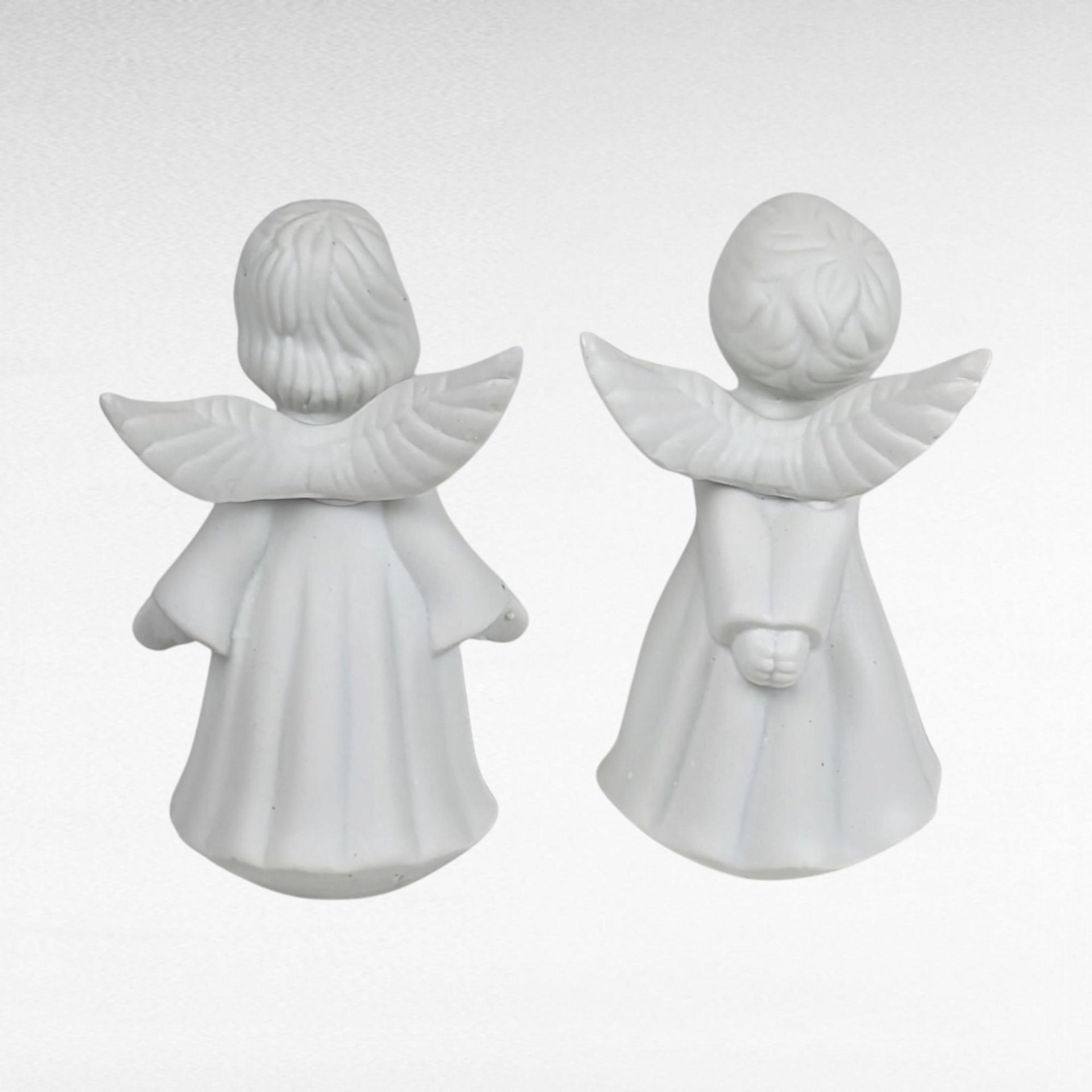 Vintage Kissing Angel Figurine Lot - Bisque Angels, Blue Porcelain Angels - Made in Japan, Romantic Decor
