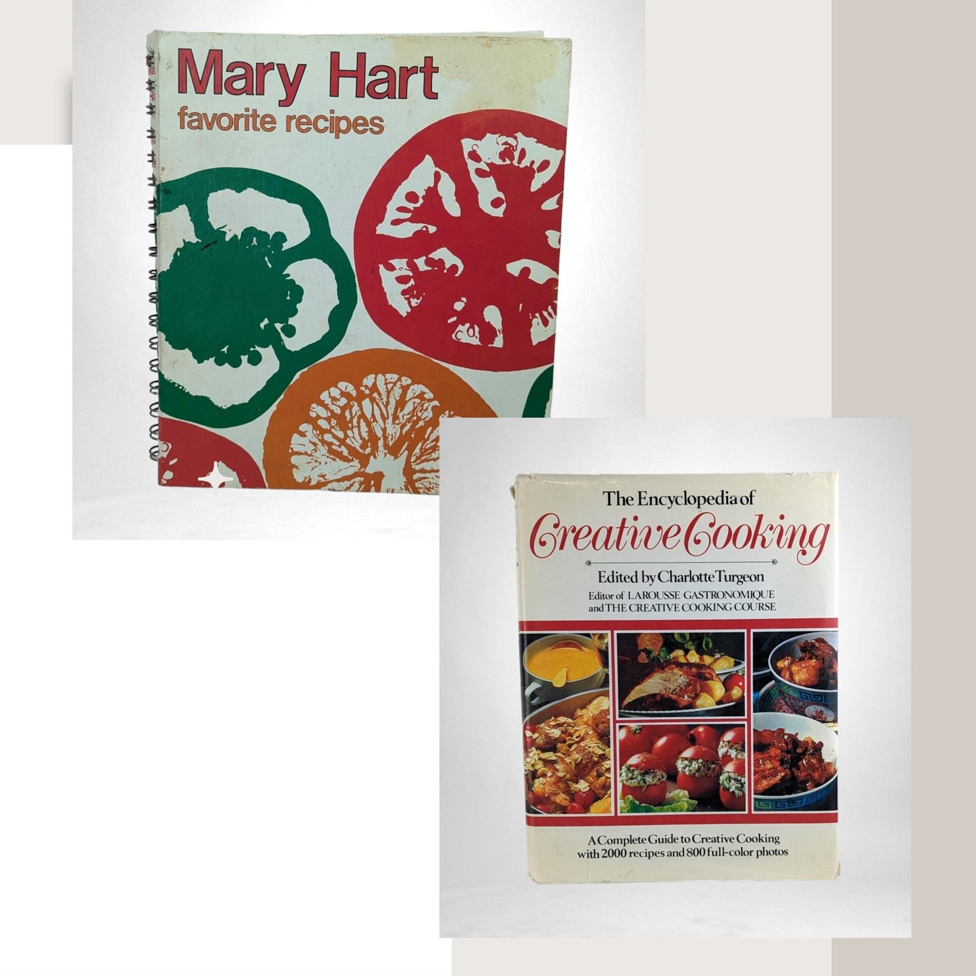Vintage Cookbook Duo: 1979 Mary Hart Favorite Recipes & 1984 Encyclopedia of Creative Cooking