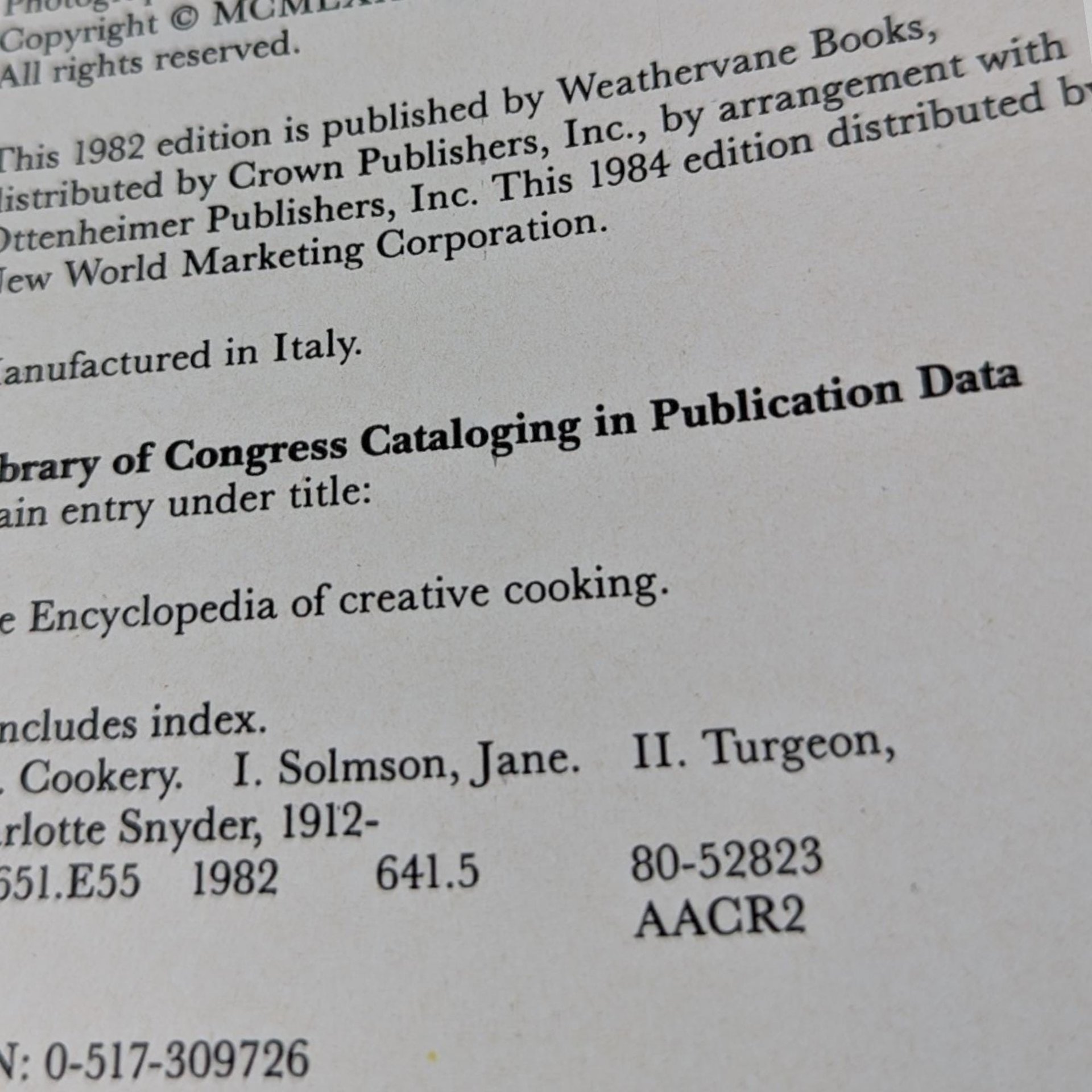 Vintage Cookbook Duo: 1979 Mary Hart Favorite Recipes & 1984 Encyclopedia of Creative Cooking