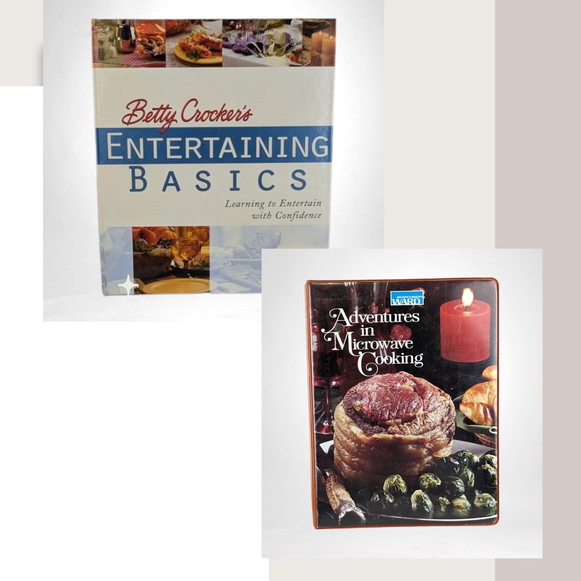 Vintage Cookbook Duo: 1976 Microwave Cooking & 2001 Betty Crocker's Entertaining Basics