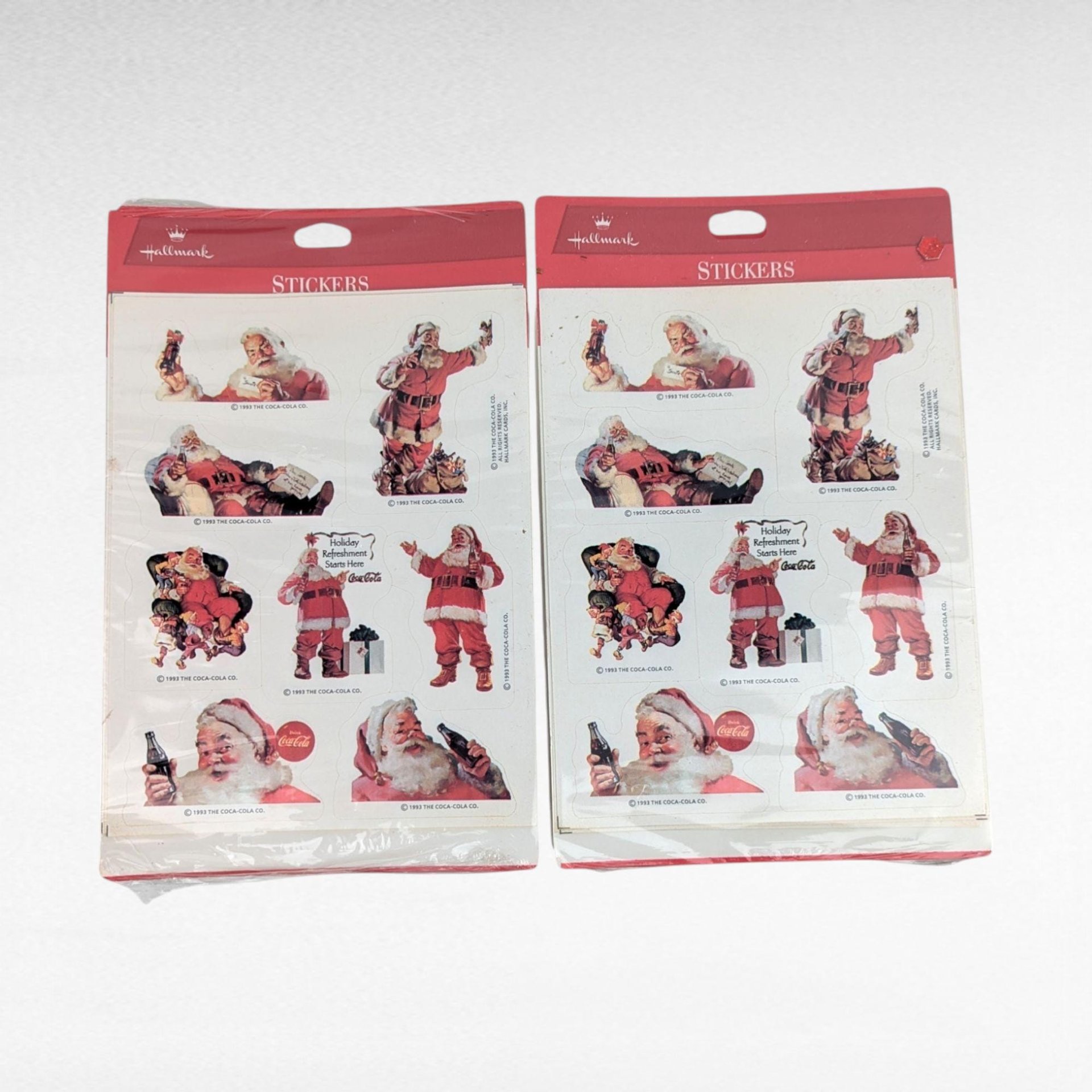 Vintage Coca Cola Christmas Lot: Hallmark Stickers, Stocking, Figurine, Ornaments - Holiday Collectibles