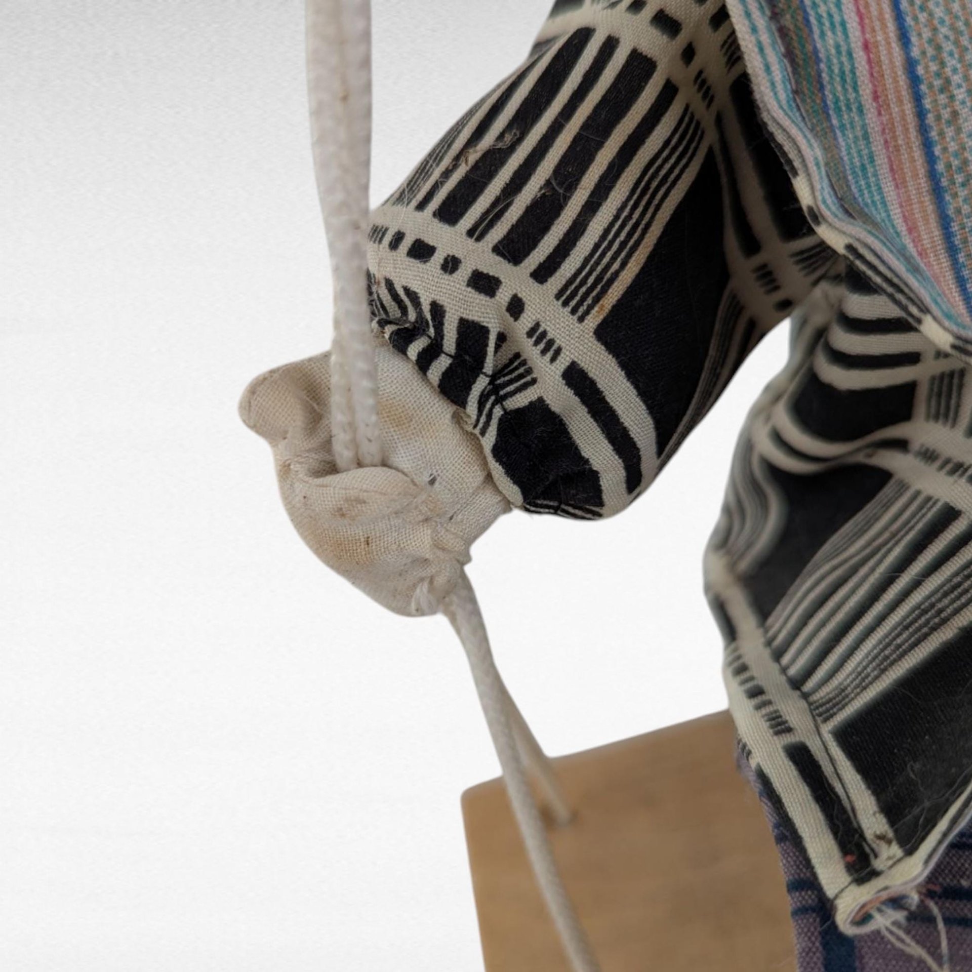 Vintage Plaid Clown on Swing, 25" Hanging Doll, Colorful Clown Decor, Whimsical Clown Gift