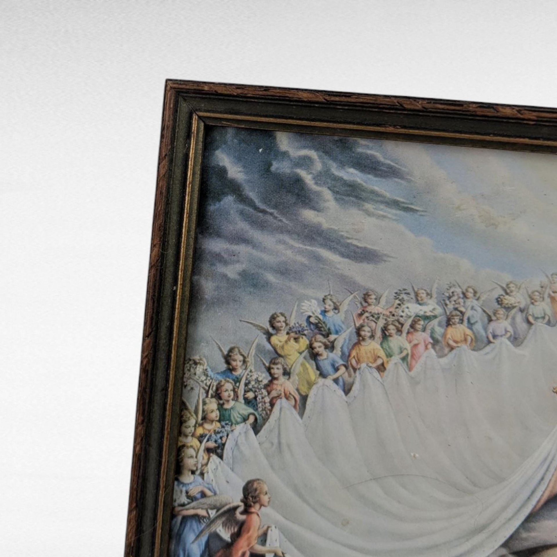 Vintage Mary Immaculate, Queen of the Universe Framed Print, Religious Art, Angelic Scene, Christian Gift, Framed Religious Print