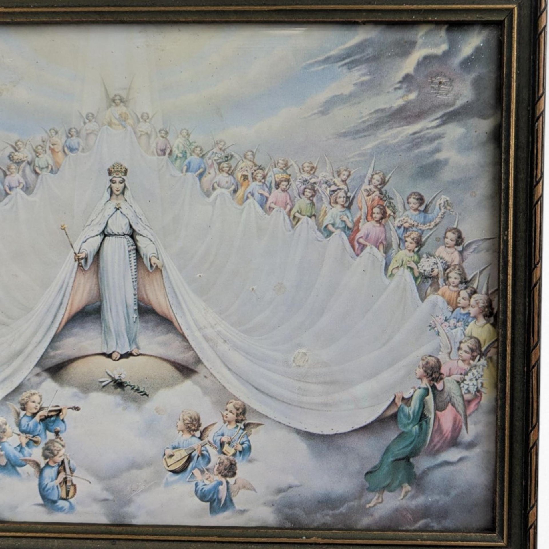 Vintage Mary Immaculate, Queen of the Universe Framed Print, Religious Art, Angelic Scene, Christian Gift, Framed Religious Print