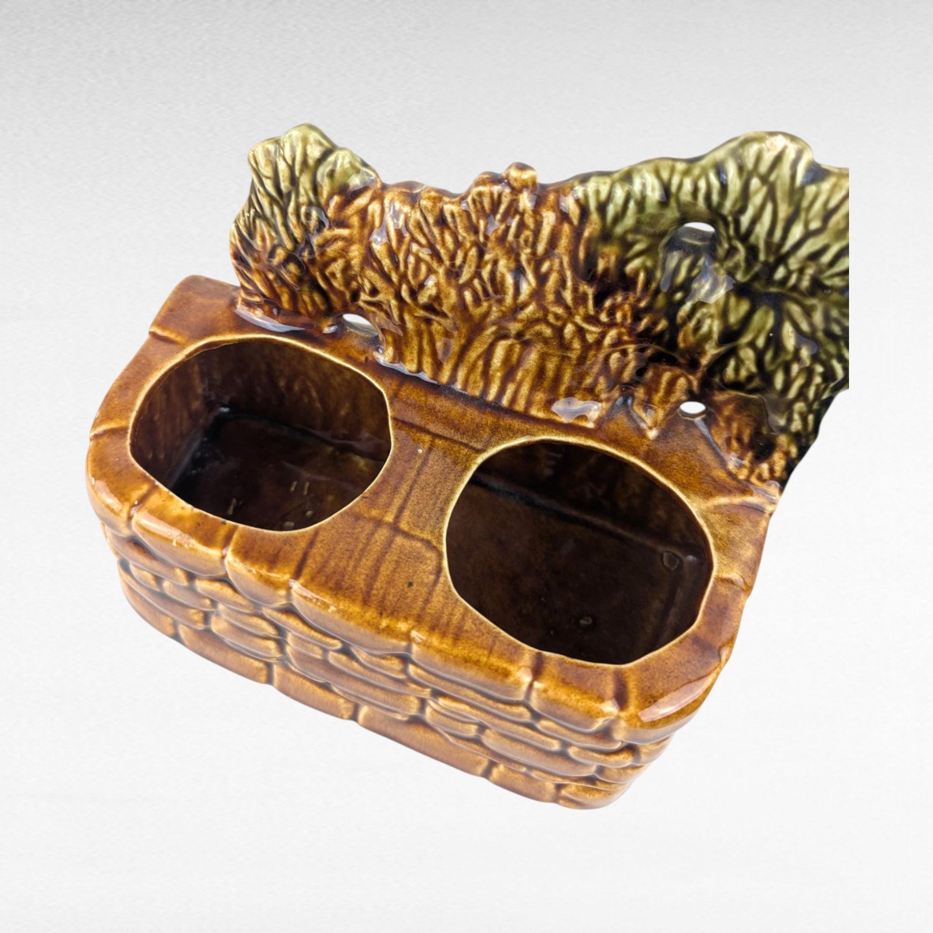 Vintage McCoy "Under the Spreading Chestnut Tree" Planter, Ceramic Flower Pot, 6.5 Inch Height, Collectible Pottery, Unique Garden Decor