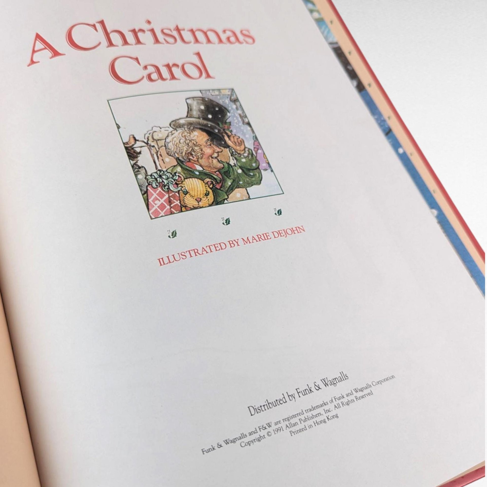 Vintage Christmas Book Pair, Merry Christmas with Love & A Christmas Carol, Hardcover Holiday Books, Illustrated Stories