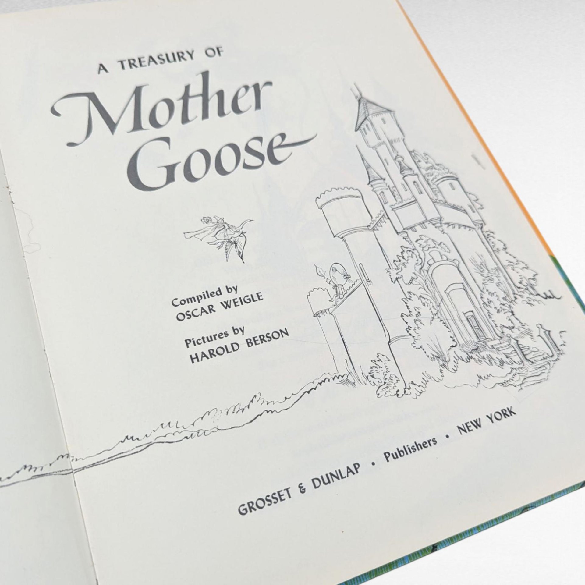 Vintage 1967 Mother Goose Treasury, Harold Berson Illustrations, Classic Nursery Rhymes, Gift for Children