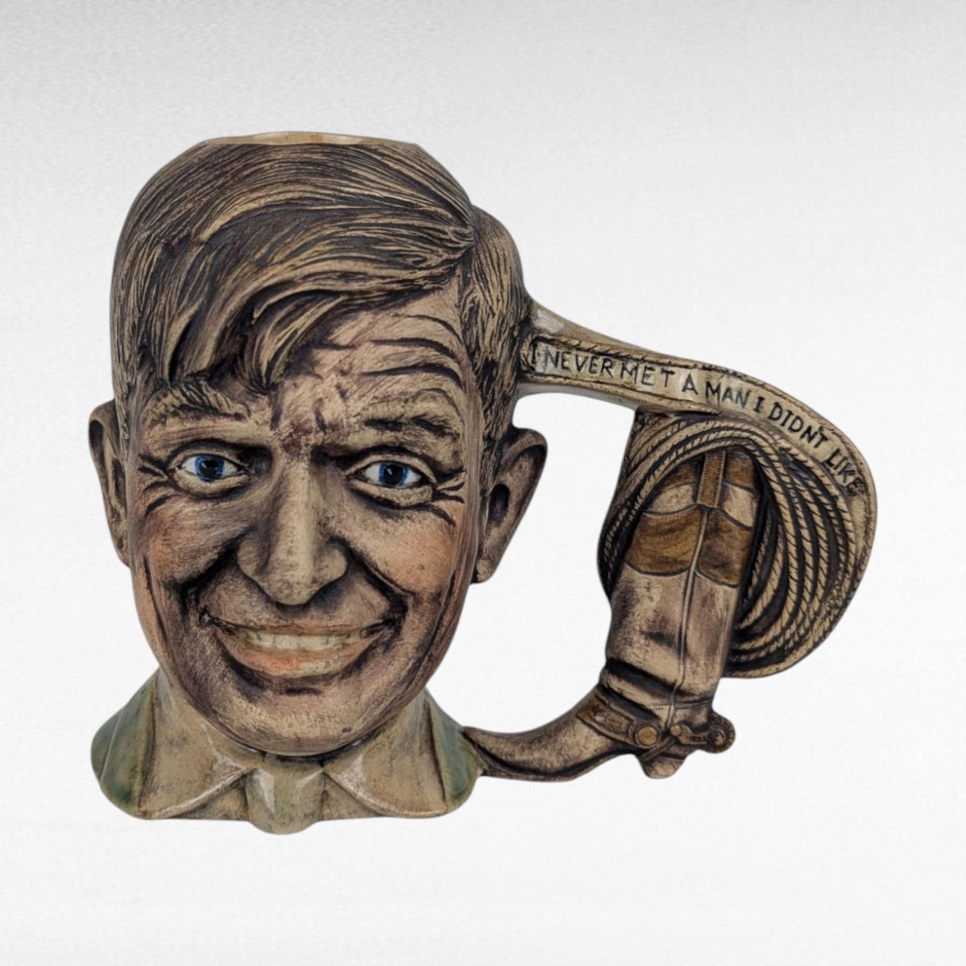 1978 Will Rogers Ceramic Mug, "Never Met A Man I Didn't Like", Vintage Character Mug, Americana Decor