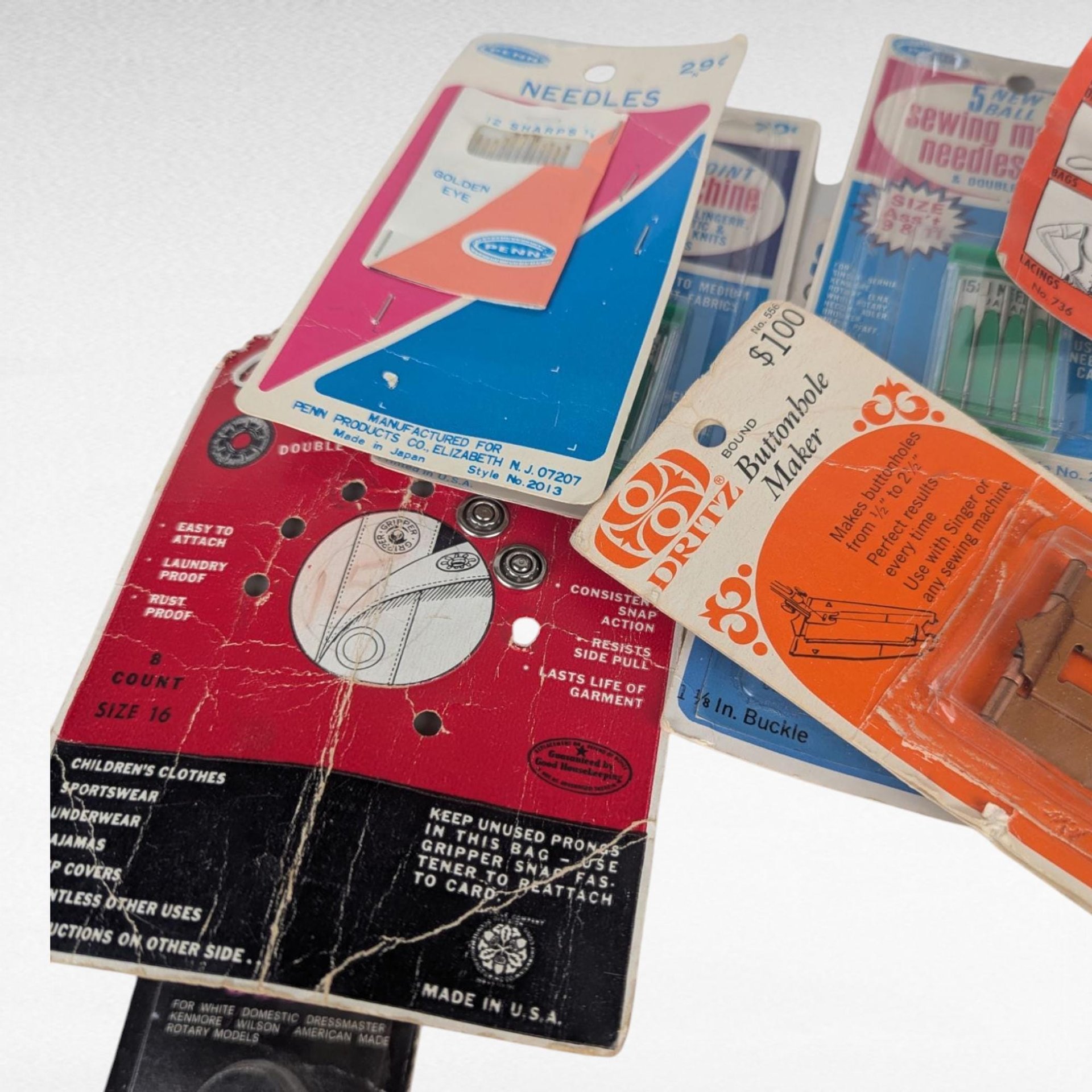 Vintage Sewing Supplies Lot Drawer Find Dritz Notions Needles Zippers Buttons Craft Supplies Gift for Sewers