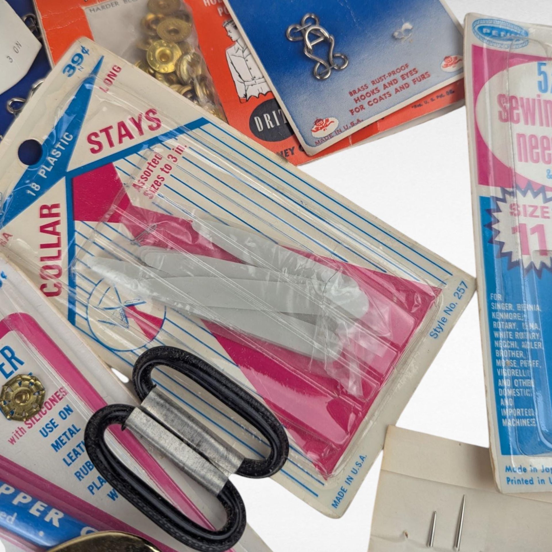 Vintage Sewing Supplies Lot Drawer Find Dritz Notions Needles Zippers Buttons Craft Supplies Gift for Sewers