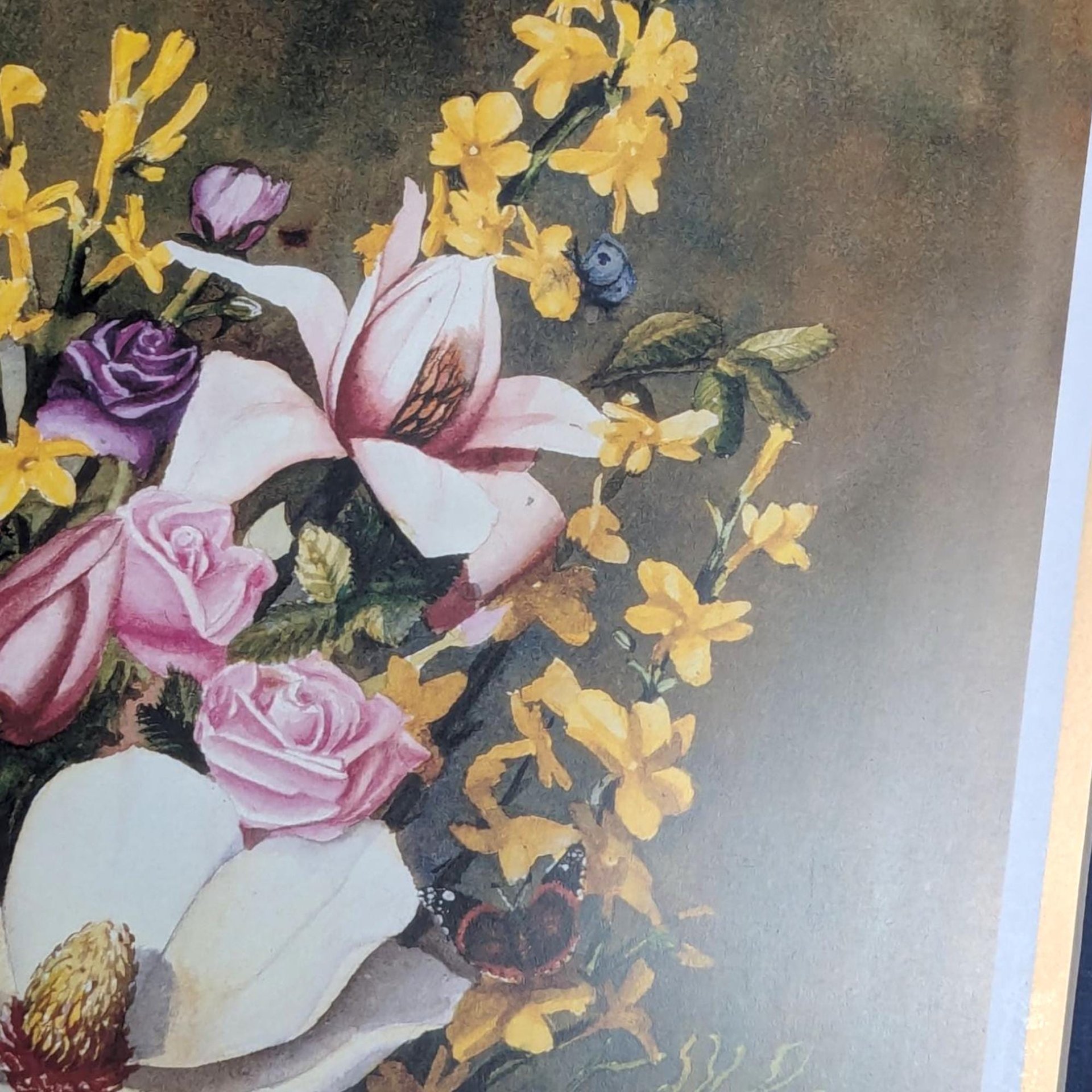 Leanne Hanson Floral Print, 1998 Limited Edition "Les Fleurs Classiques I", Unframed, Matted, Botanical Art, Flower Arrangement Decor
