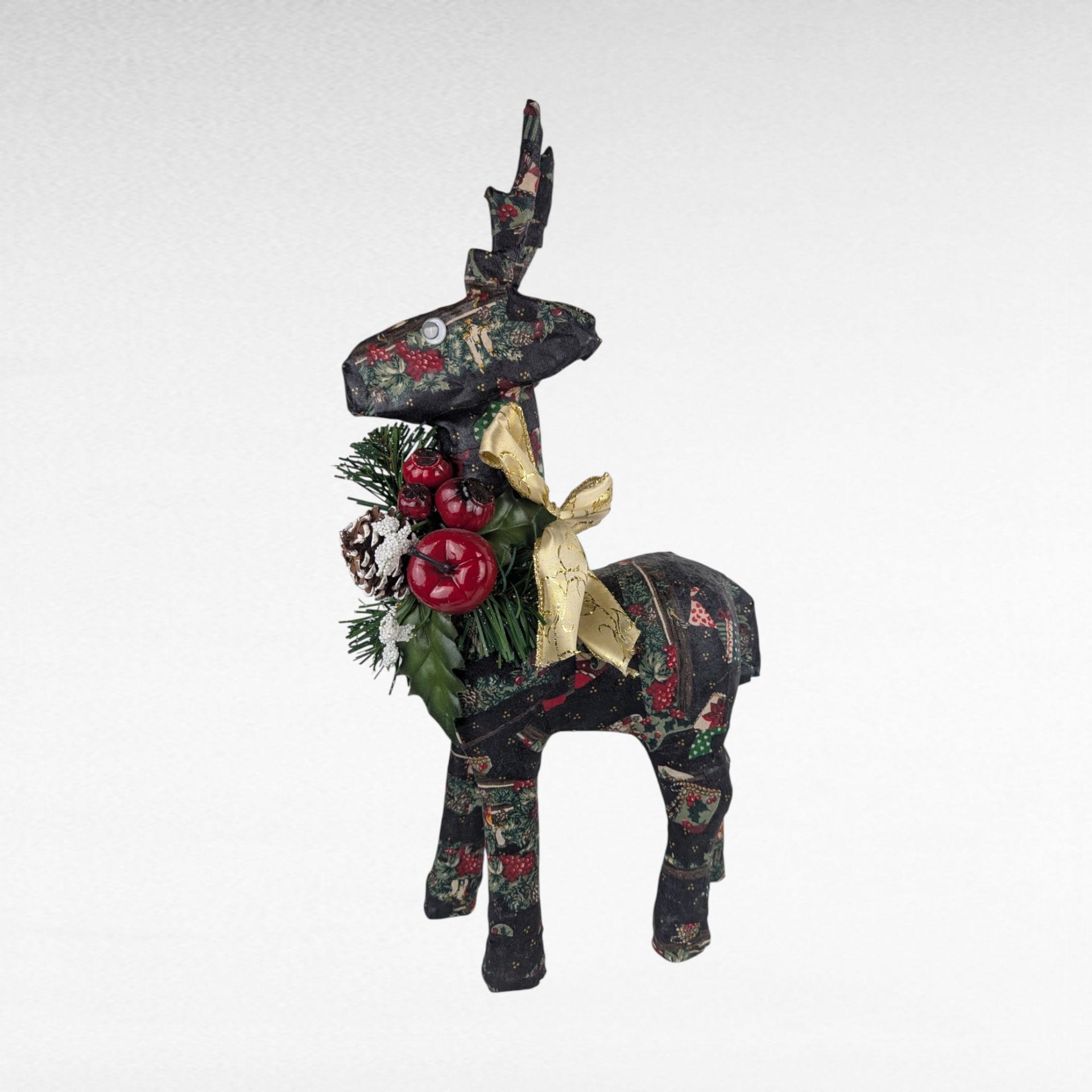 Vintage Paper Mache Reindeer Pair Holiday Figurines Christmas Mantel Decor Gift for Collector