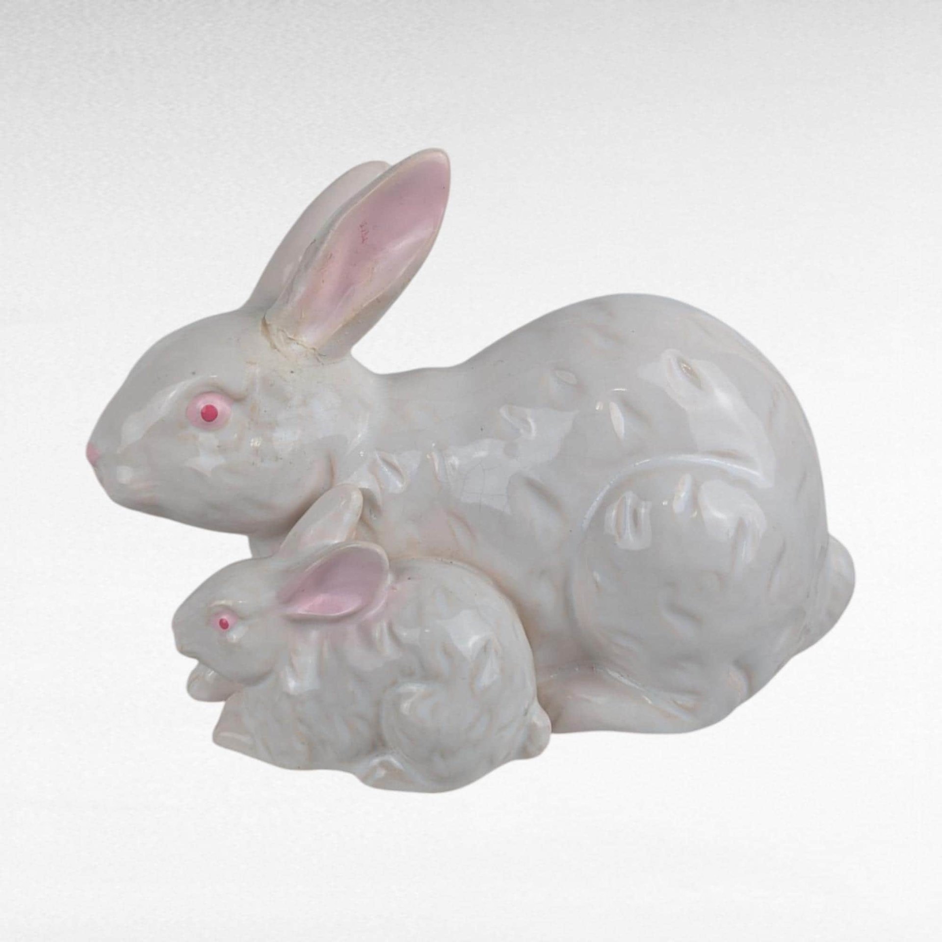 Vintage Rosenthal Netter Ceramic Bunny Pair, Figurine, Spring Decor, Gift for Rabbit Lover