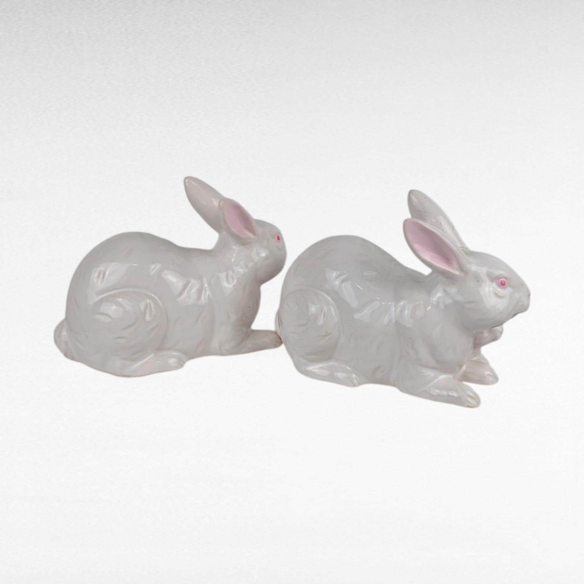 Vintage Rosenthal Netter Ceramic Bunny Pair, Figurine, Spring Decor, Gift for Rabbit Lover