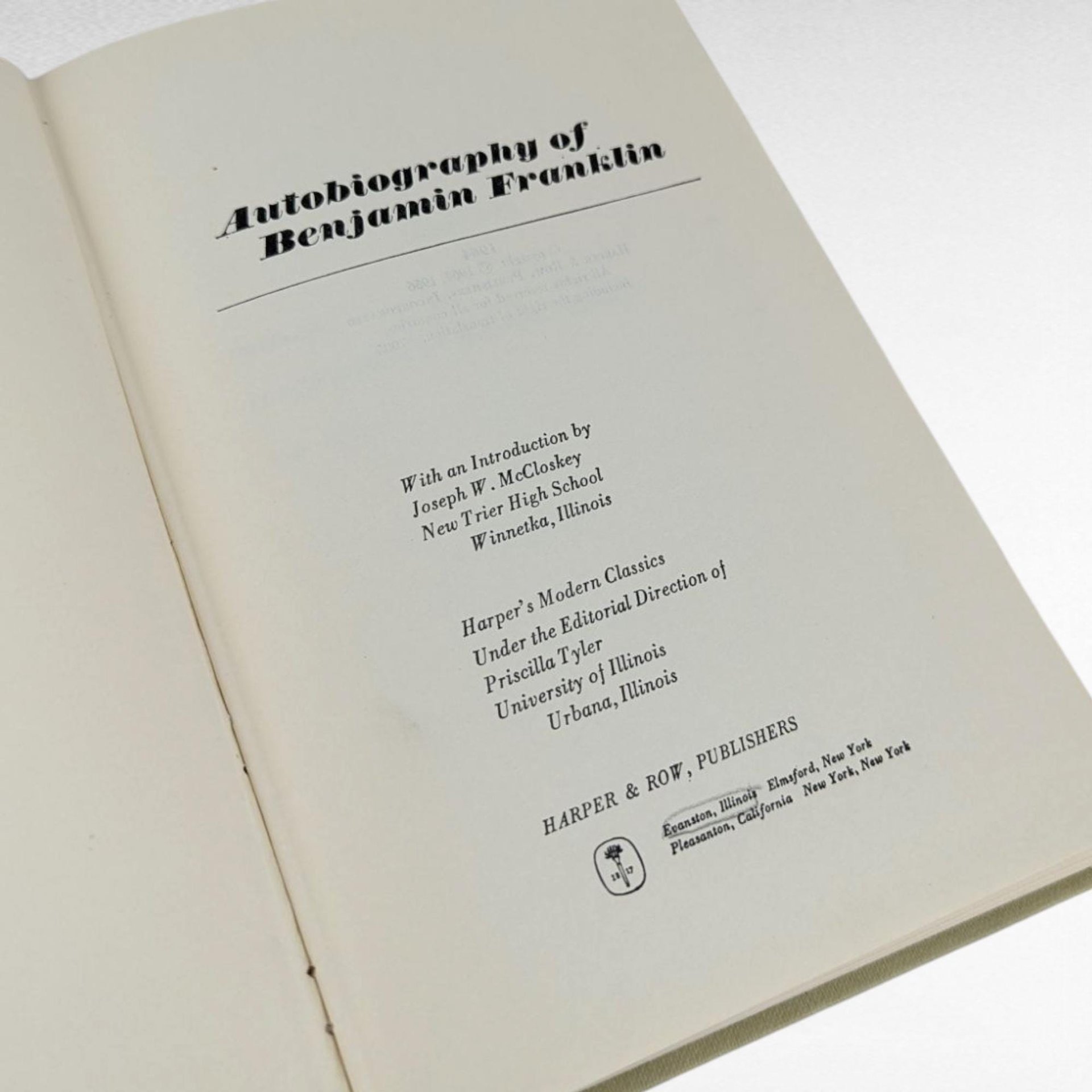 1956 Benjamin Franklin Autobiography, Hardcover, Vintage American History, Gift for Scholar