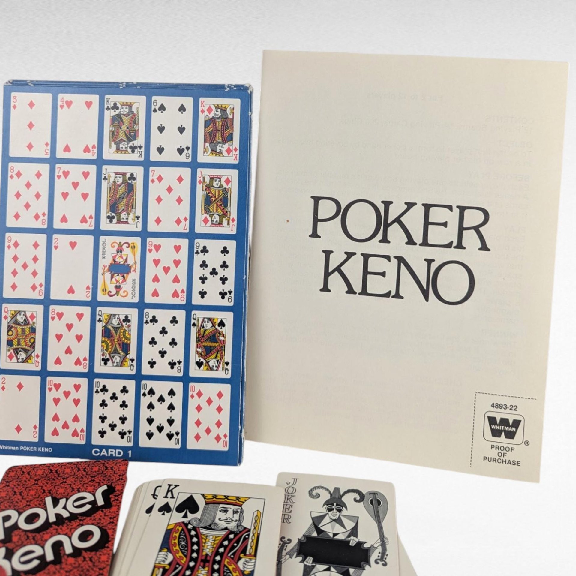 1980 Whitman Poker Keno Game Complete - 12 Cards, Deck, 200 Chips