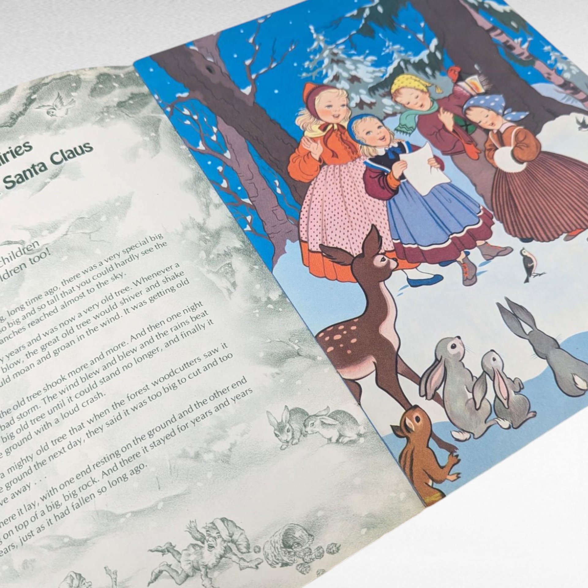 Vintage Happy Christmas Storybook, Softcover Children's Holiday Book, Santa Illustration, Gift for Kids
