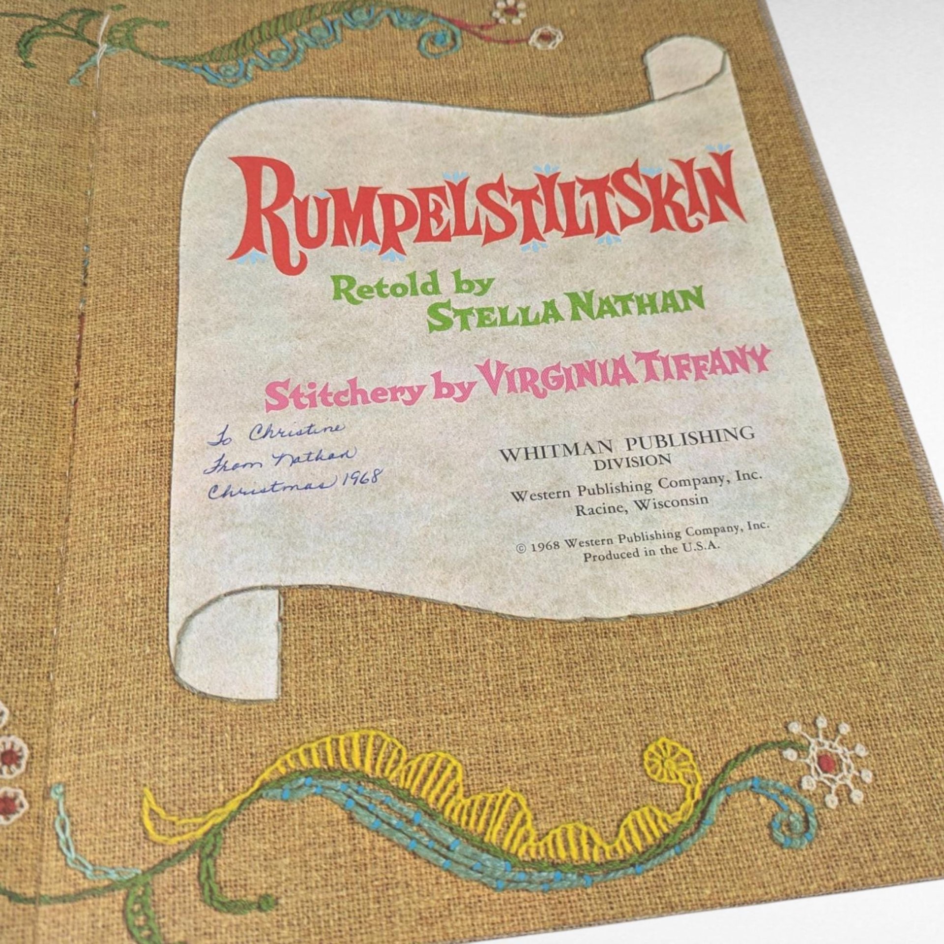 1968 Rumpelstiltskin Hardcover, Stella Nathan Retelling, Vintage Whitman Book, Illustrated Fairy Tale, Children's Story