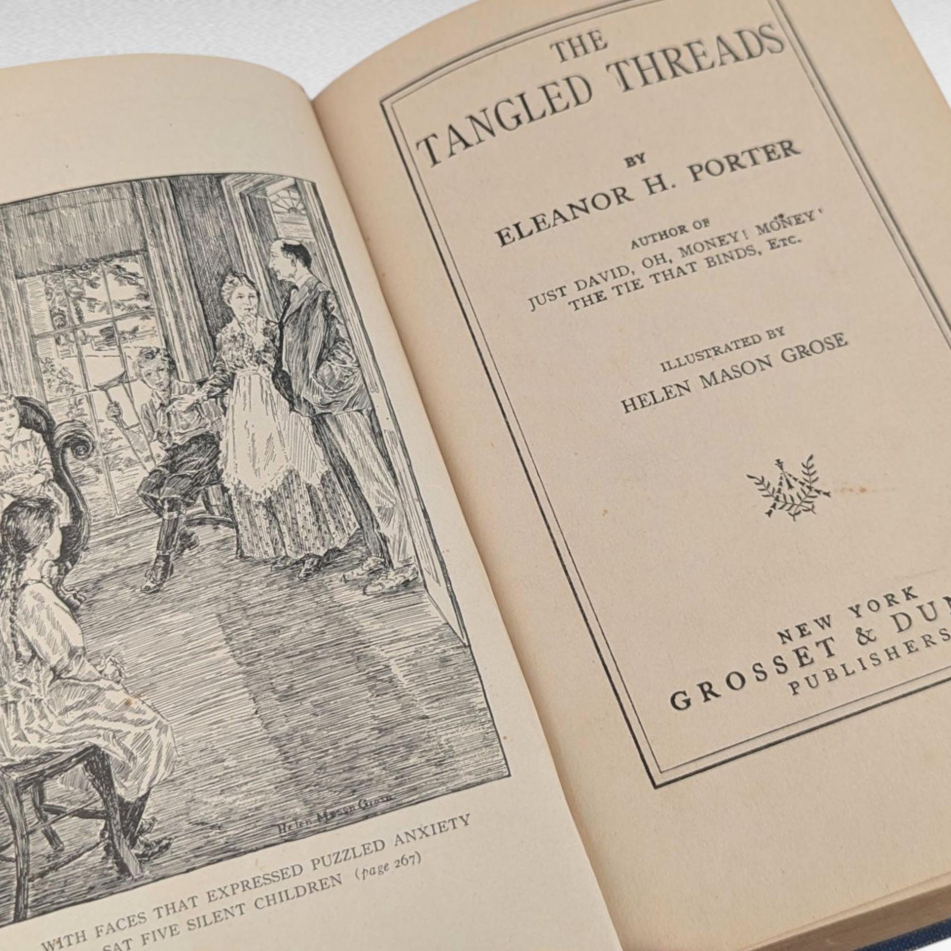 1919 Tangled Threads Eleanor Porter, Antique Illustrated Book, Helen Mason Grose, Collectible Literature, Vintage Novel