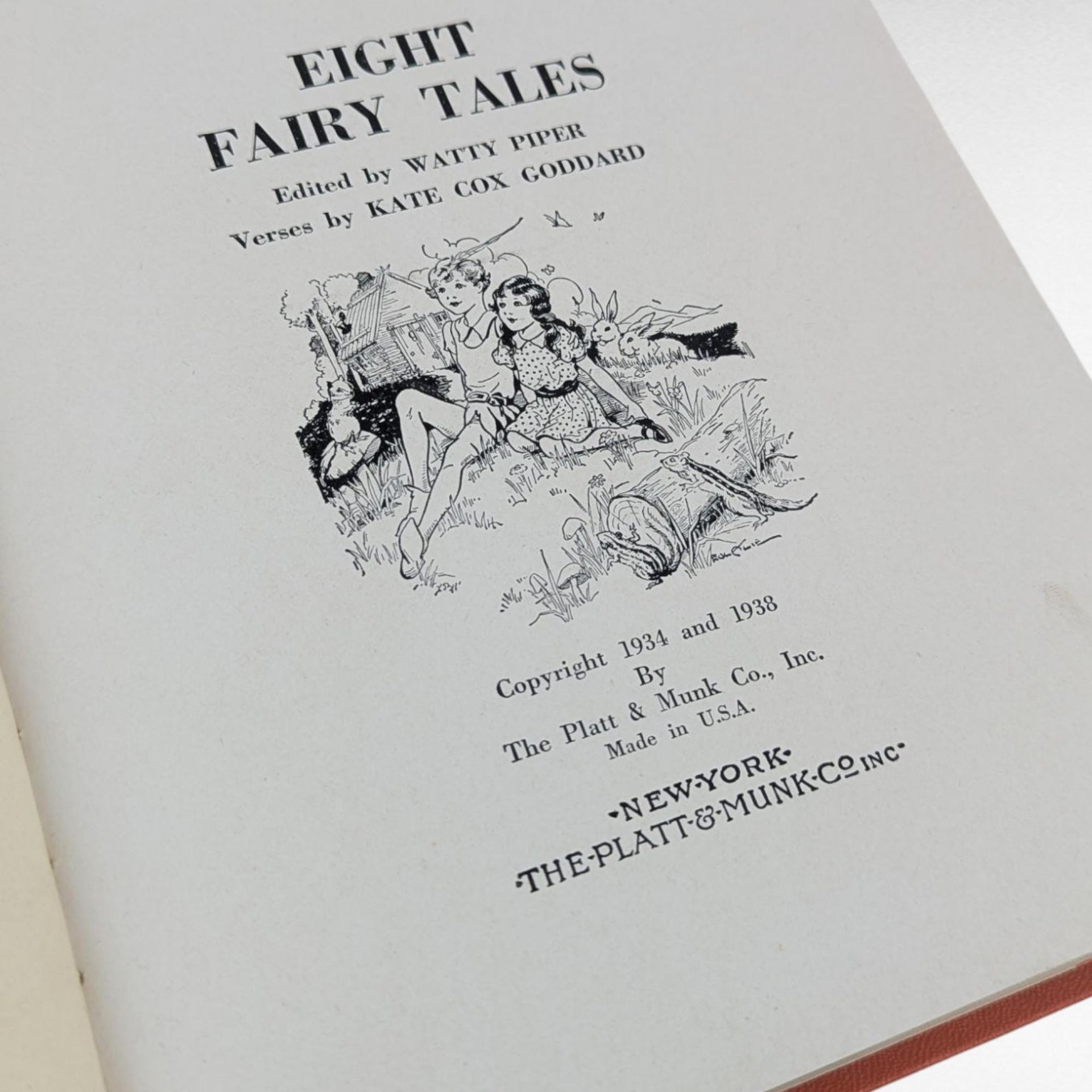 1938 Eight Fairy Tales Watty Piper, Antique Children's Book, Kate Cox Goddard, Illustrated Stories, Collectible Fairytales