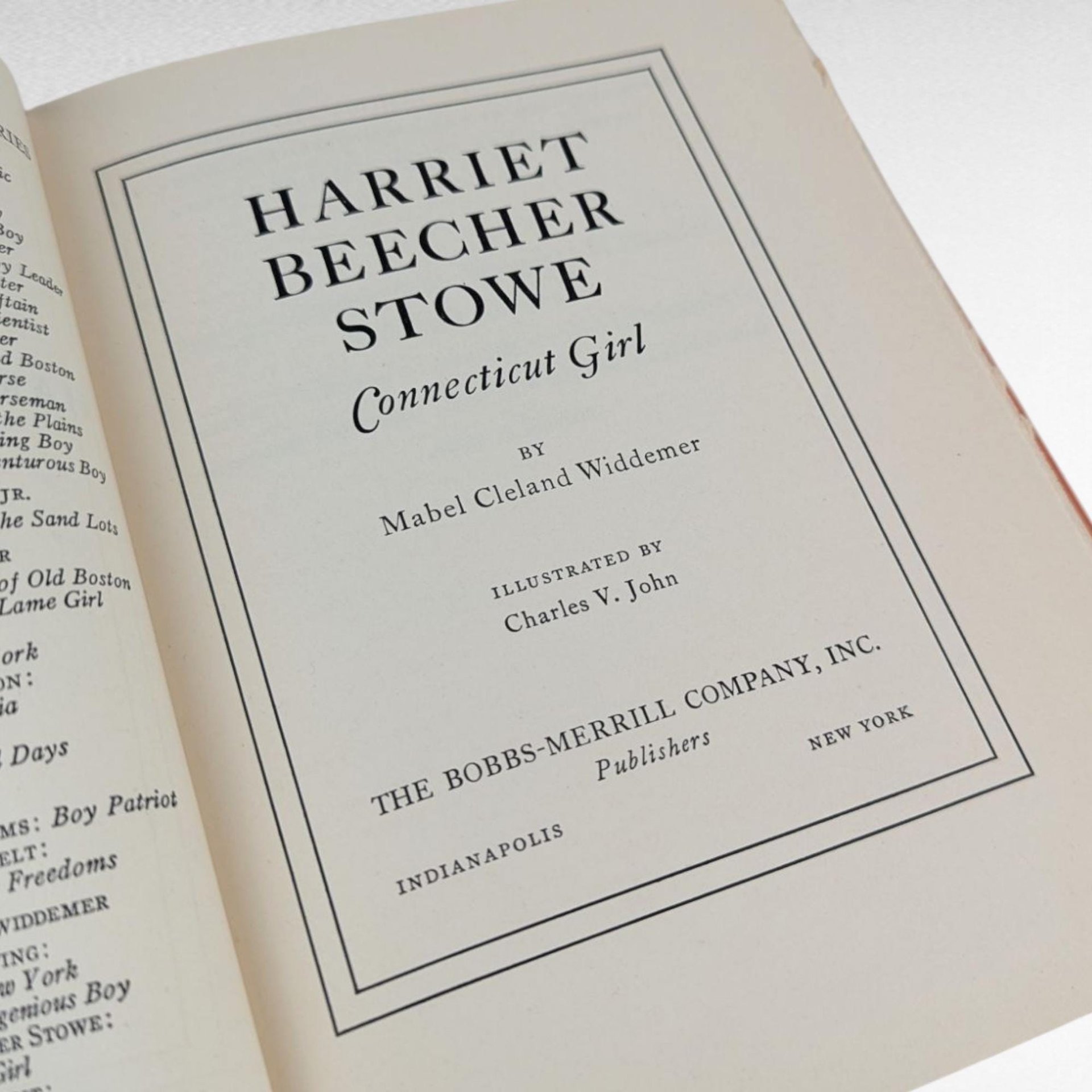 1949 Connecticut Girl,Harriet Beecher Stowe, Vintage, Illustrated, Book Gift for Literature Lovers