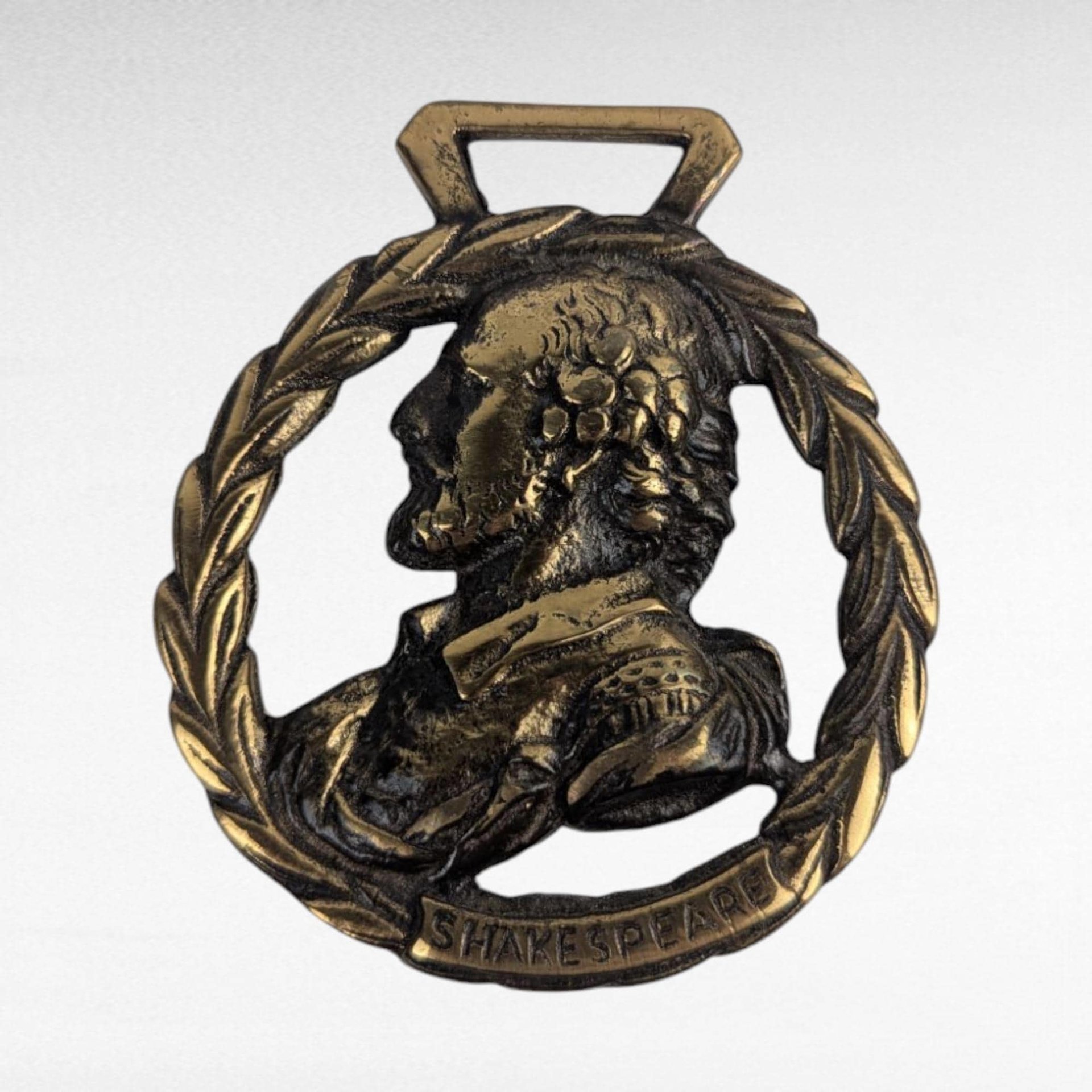 Vintage Shakespeare Brass Medallion, Literary Wall Hanging, Bard of Avon Decor, Gift for English Majors