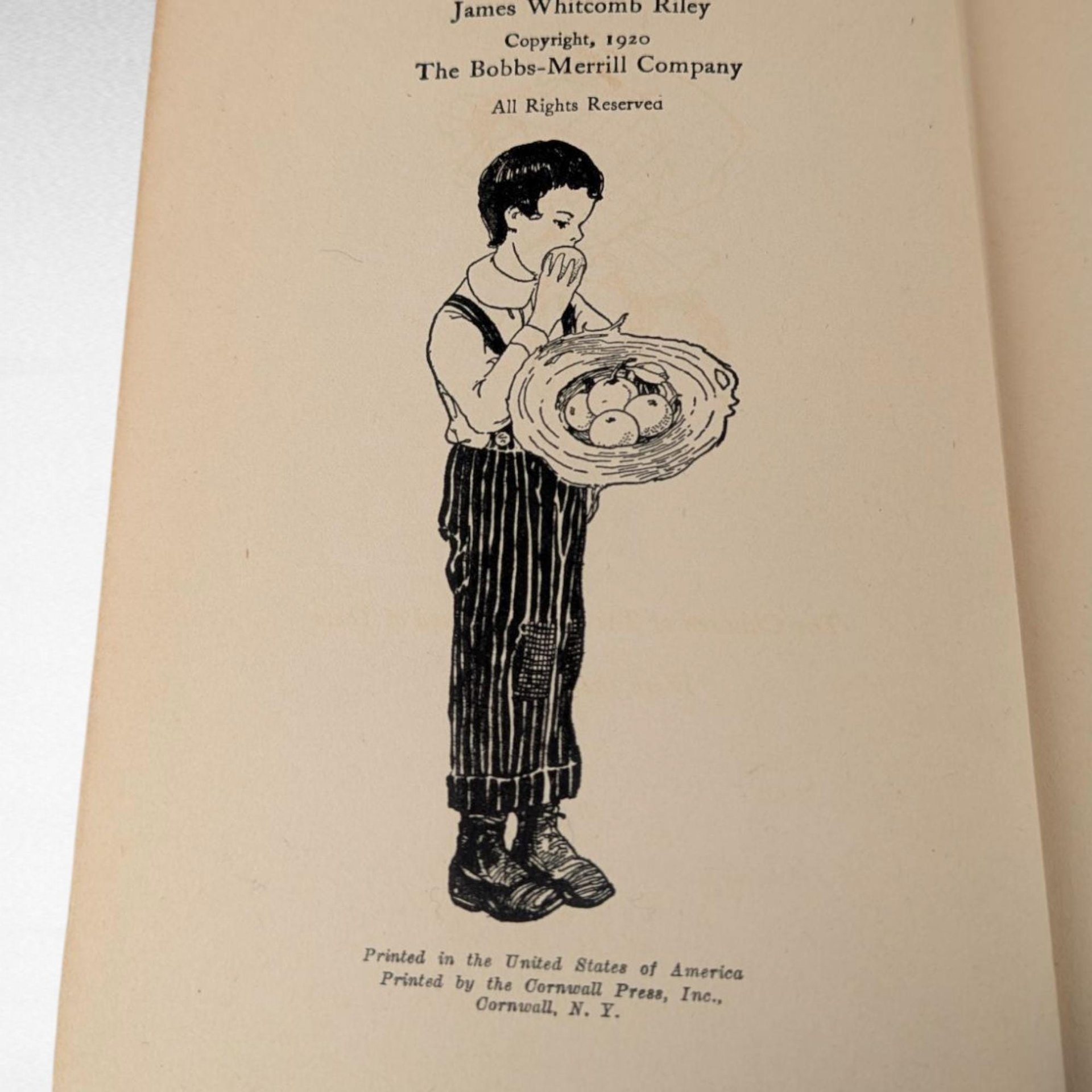 1920 James Whitcomb Riley Best Loved Poems Book, Antique Illustrated Poetry, Literary Gift