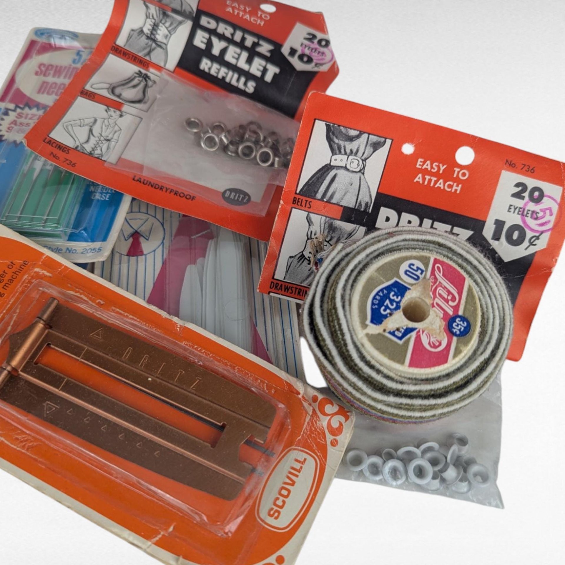 Vintage Sewing Supplies Lot Drawer Find Dritz Notions Needles Zippers Buttons Craft Supplies Gift for Sewers