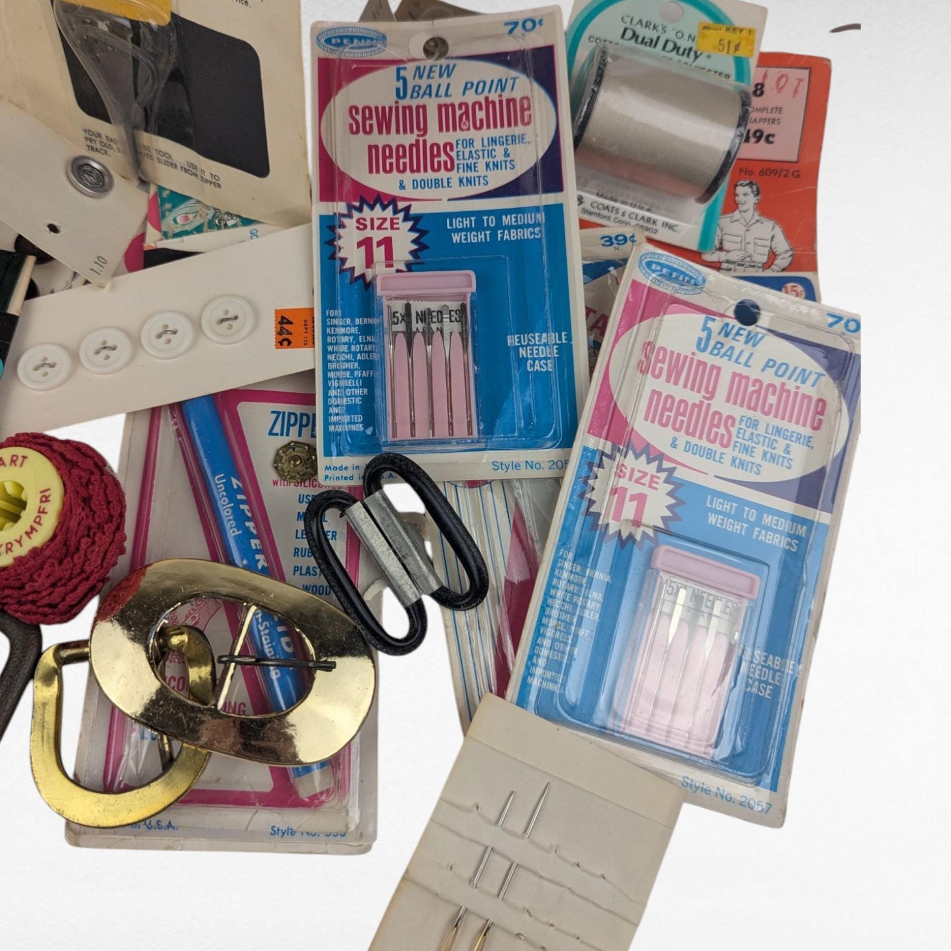 Vintage Sewing Supplies Lot Drawer Find Dritz Notions Needles Zippers Buttons Craft Supplies Gift for Sewers