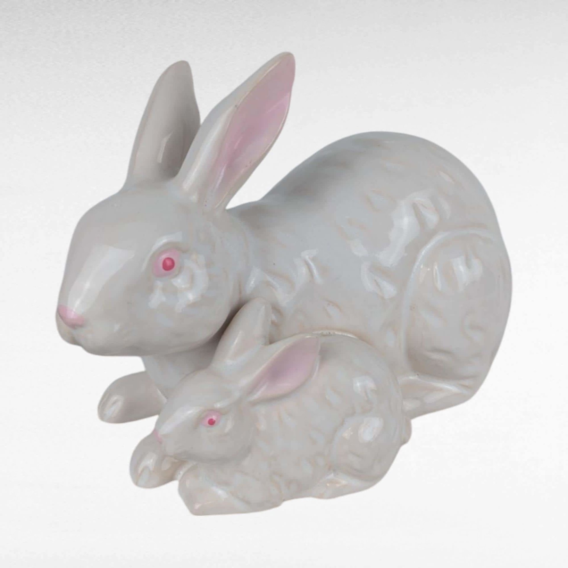Vintage Rosenthal Netter Ceramic Bunny Pair, Figurine, Spring Decor, Gift for Rabbit Lover
