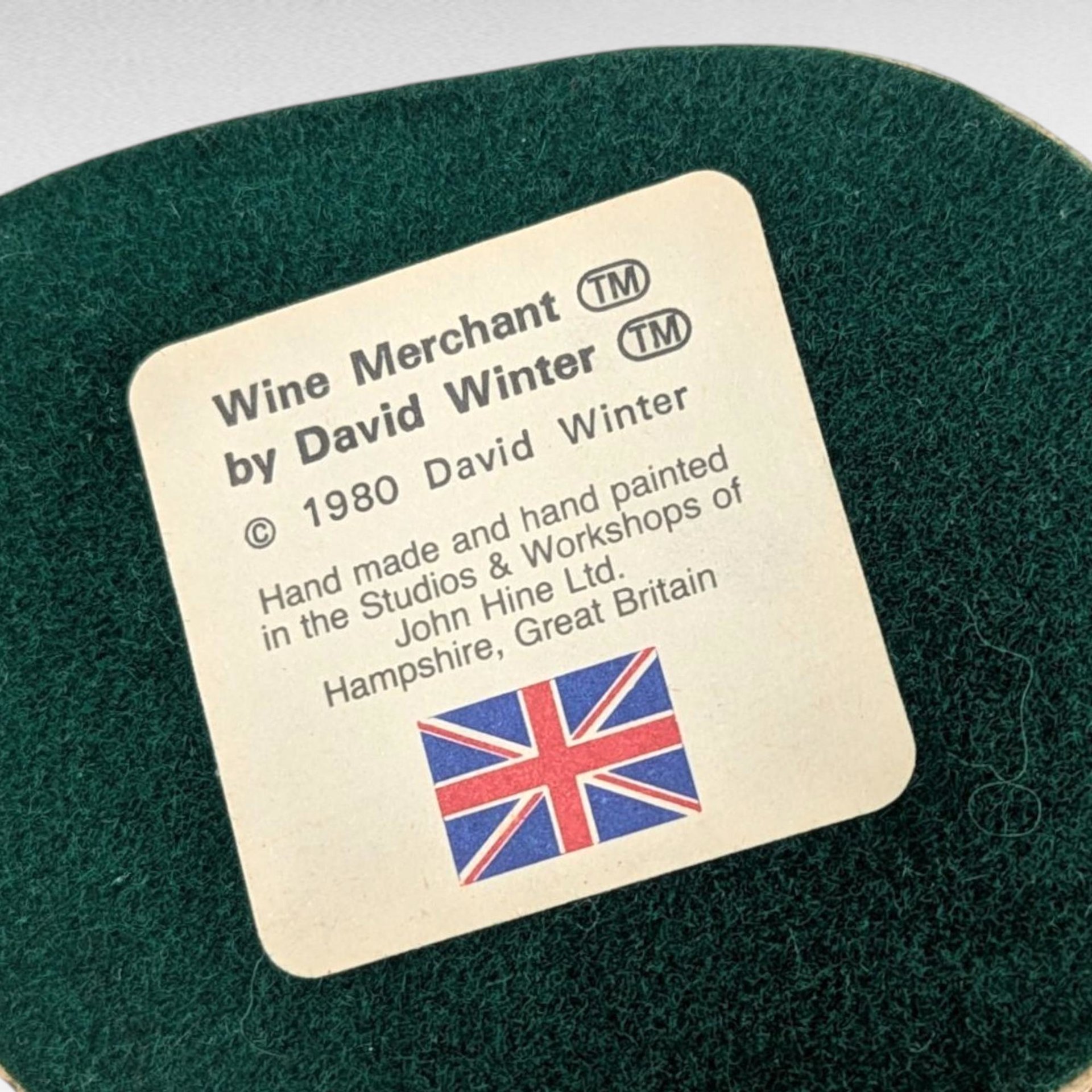 1980 David Winter Wine Merchant Figurine, Vintage English Village Shop Sculpture, Collectible Bar Decor Gift
