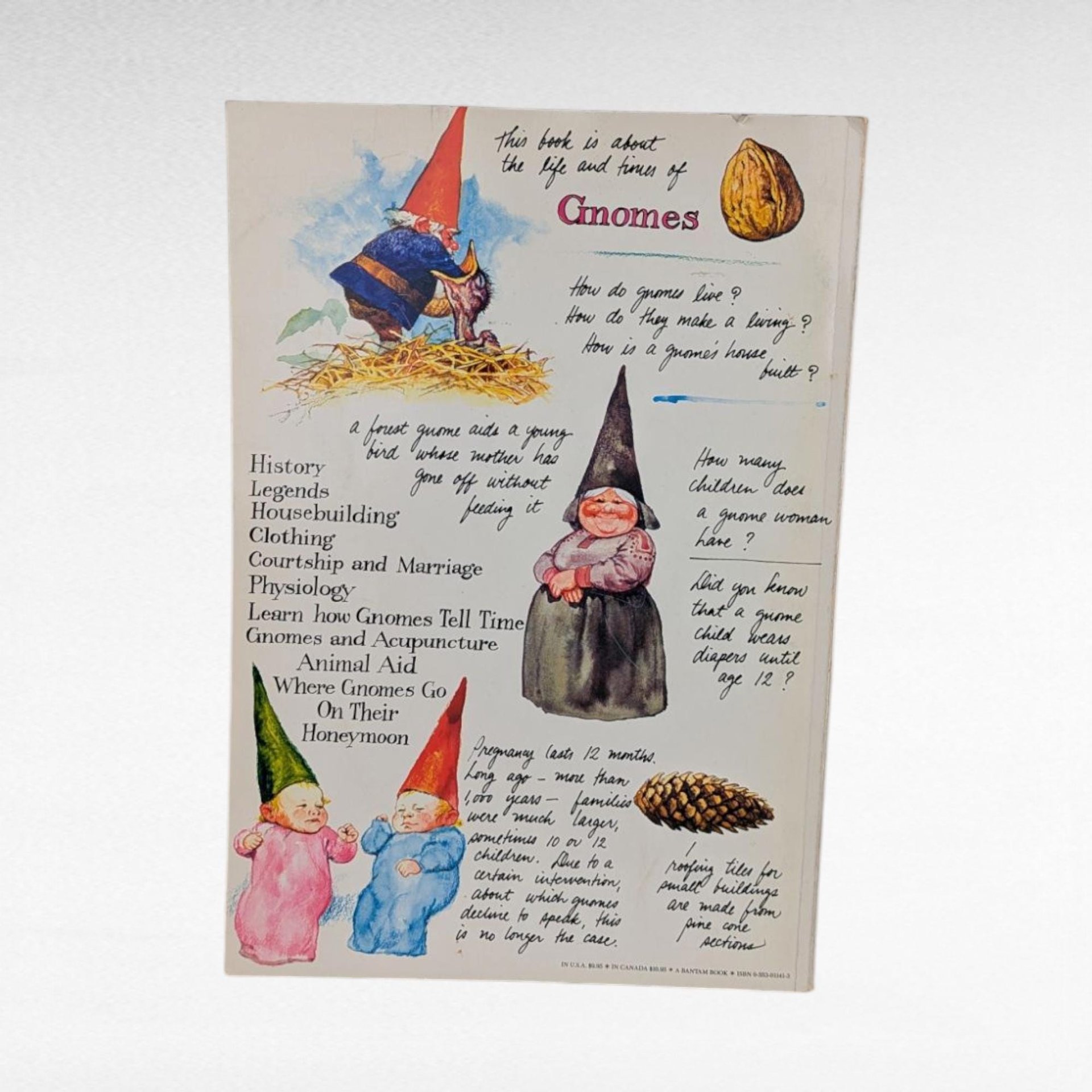 Vintage 1979 Gnomes Book by Will Huygen, Softcover Edition, Fantasy Art, Folklore, Classic Illustrated, Forest Gnome Lore