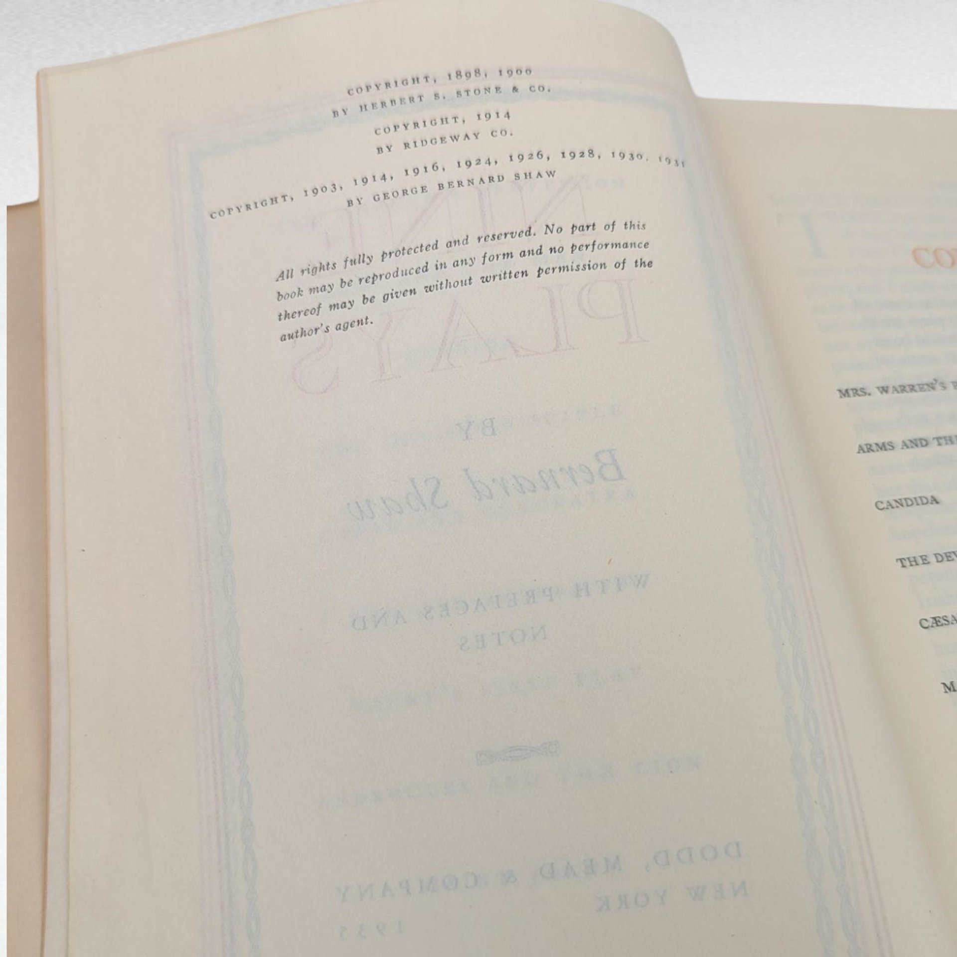 1931 Nine Plays, Bernard Shaw, Vintage Hardcover Book, Dodd Mead, Classic Theatre Collection