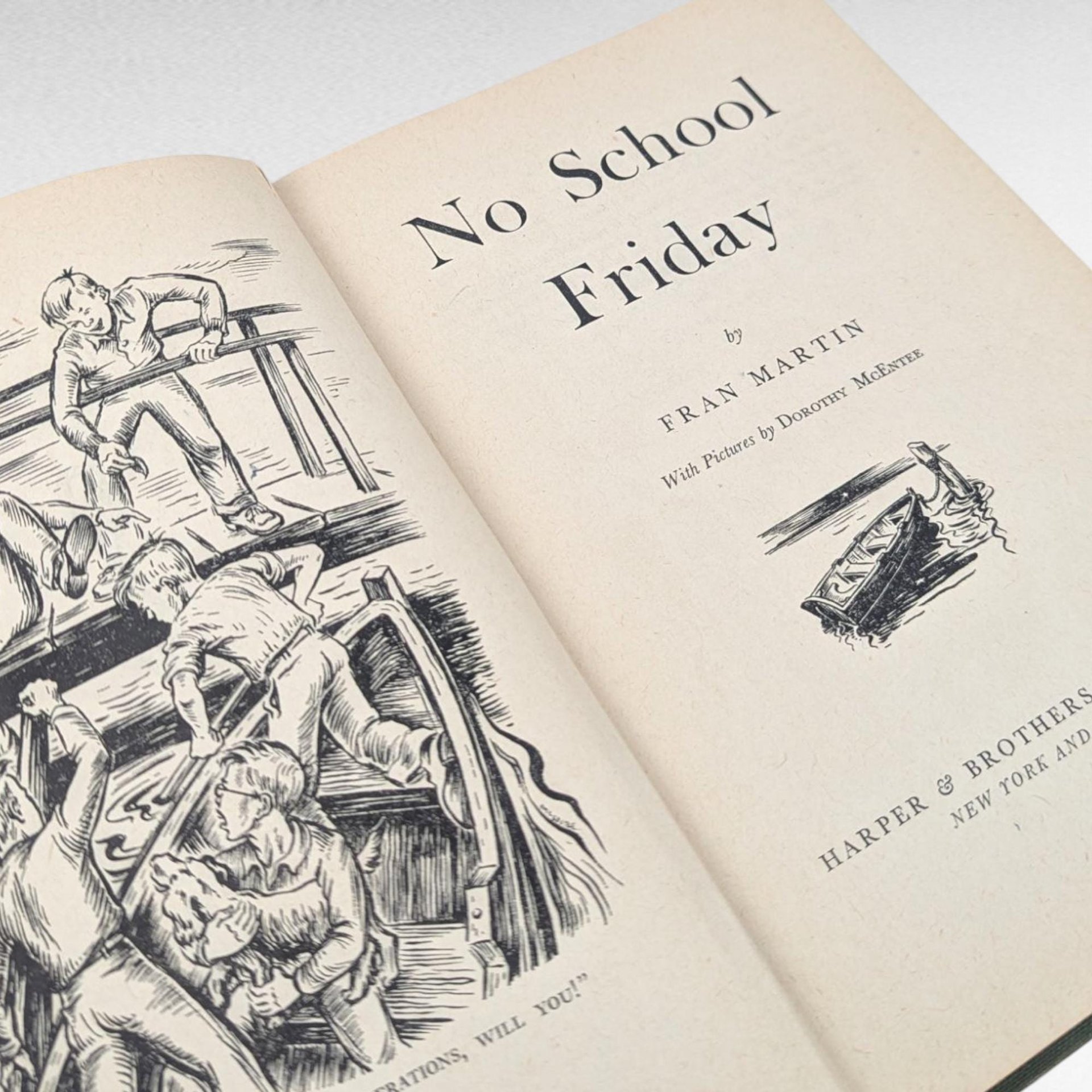 Vintage 1945 No School Friday, Fran Martin, Hardcover Children's Book, Mid-Century Youth Story, Collectible Novel