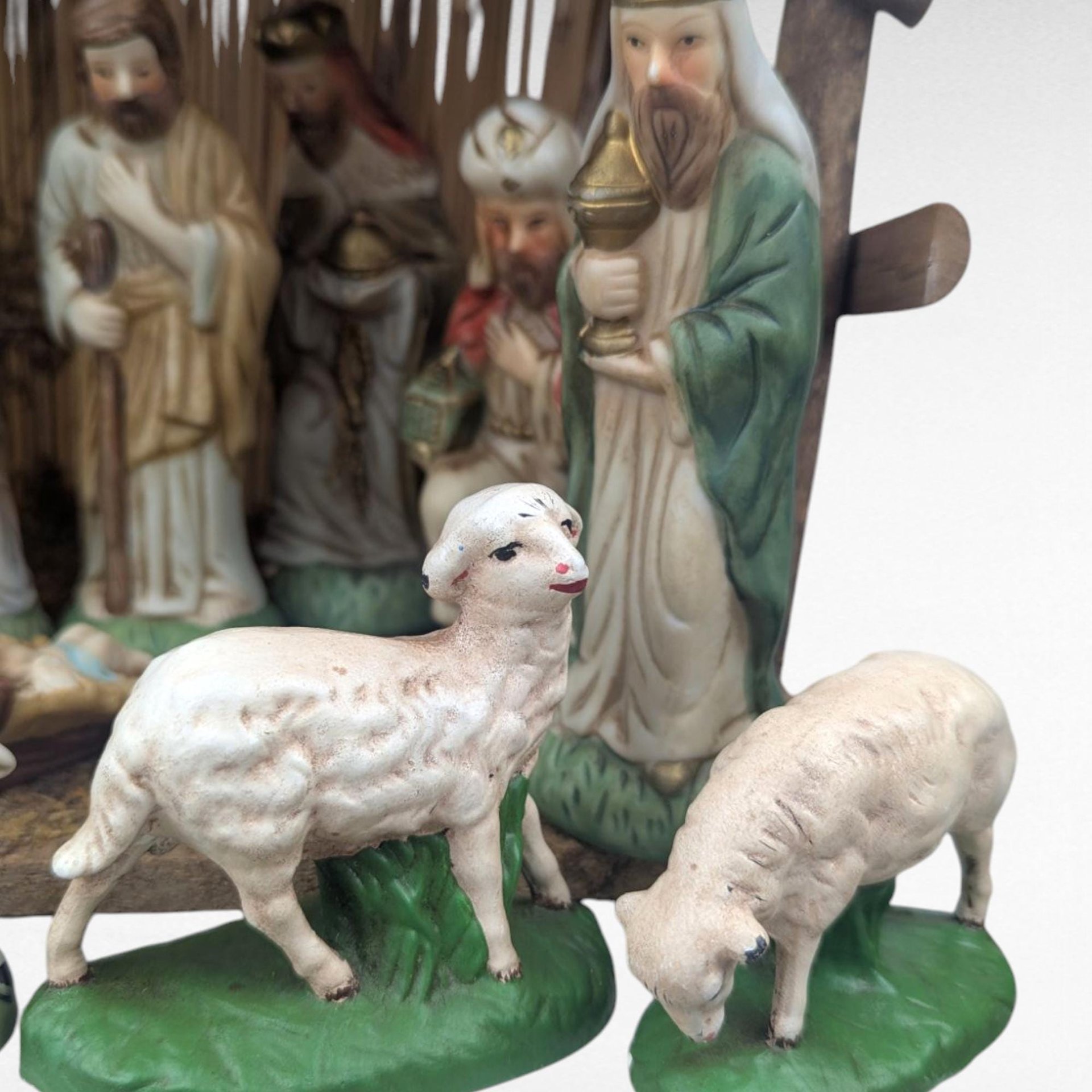 Vintage Sears Nativity Set, 3297890, Wooden Manger, Christmas Holiday Display, Collectible Christian Decor