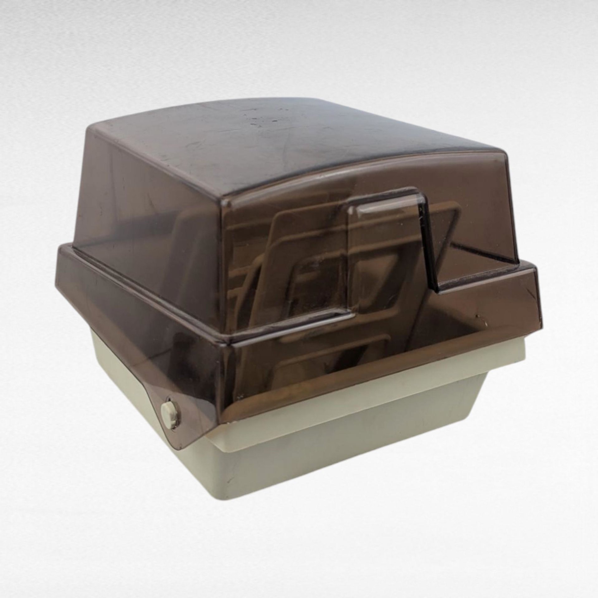 Vintage Eichner 5.25 Inch Floppy Diskette Storage Case, Smoked Plastic Lid, 4 Dividers, Computer Data Organization, Tech Nostalgia Gift
