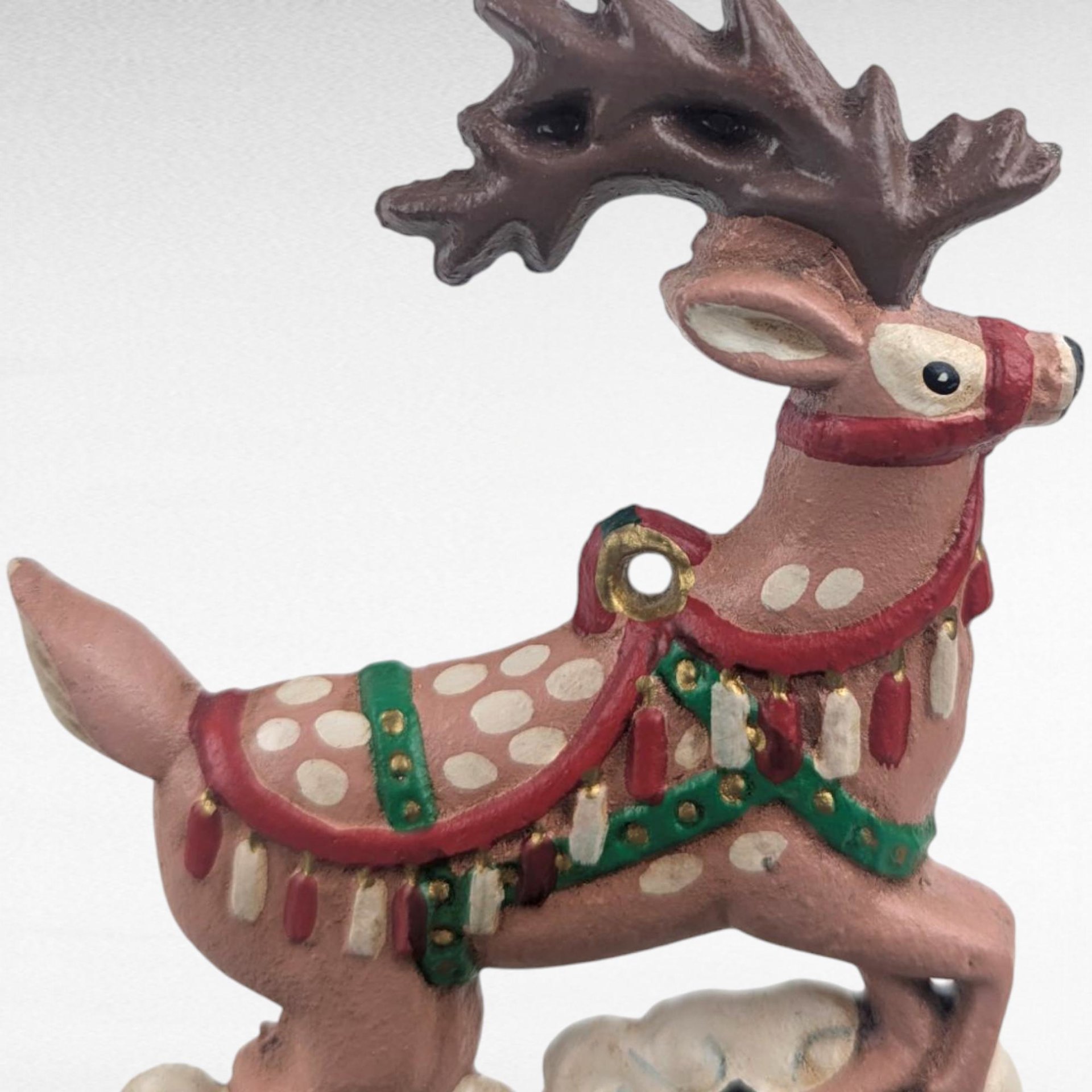 Vintage Midwest of Cannon Falls Cast Iron Reindeer Stocking Holder, Christmas Mantle Decor, Collectible Holiday Figurine Hanger