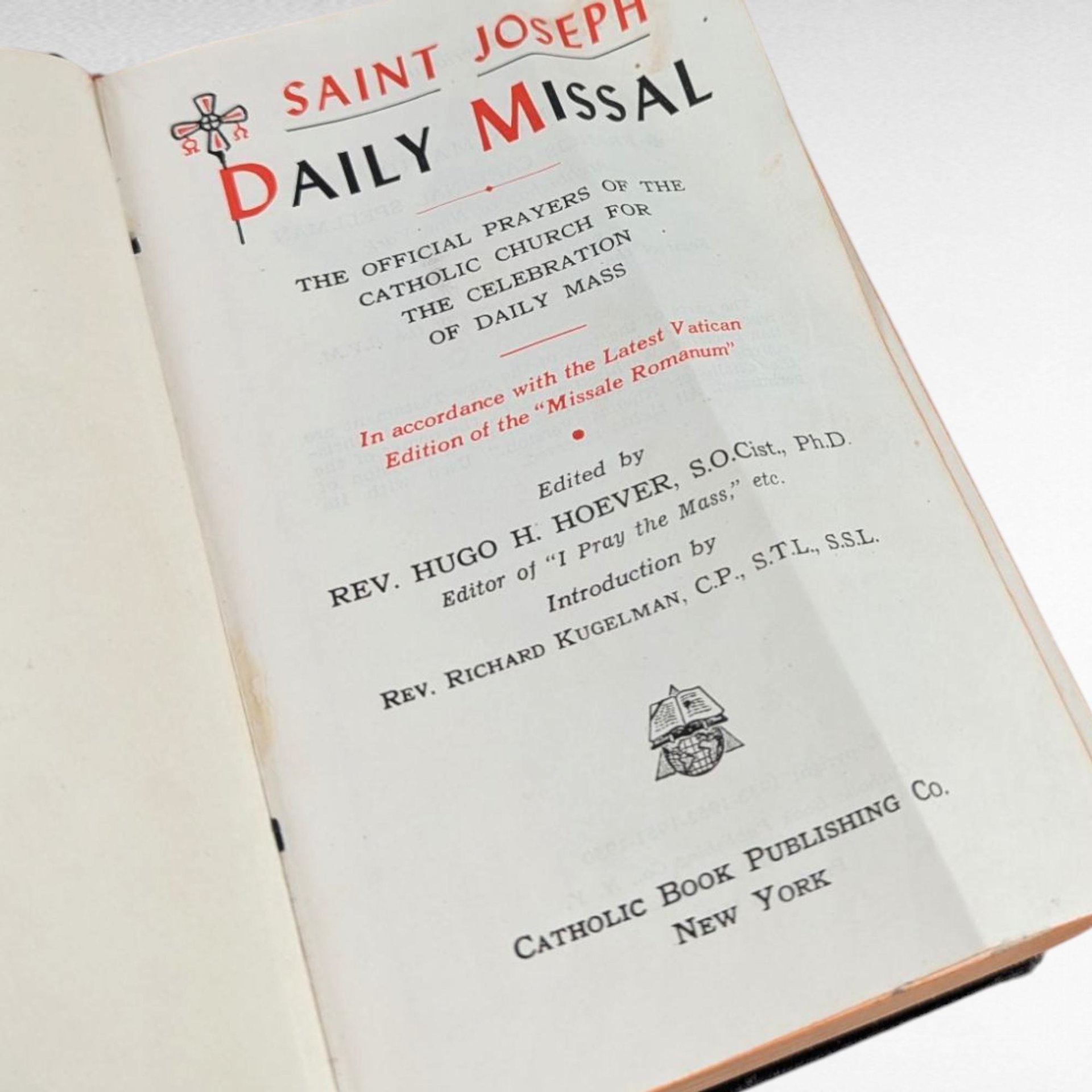Vintage 1950 Saint Joseph Daily Missal, Catholic Prayer Book, Rev. Hugo Hoever, Softcover Missal, Religious Text, Catholic Gift