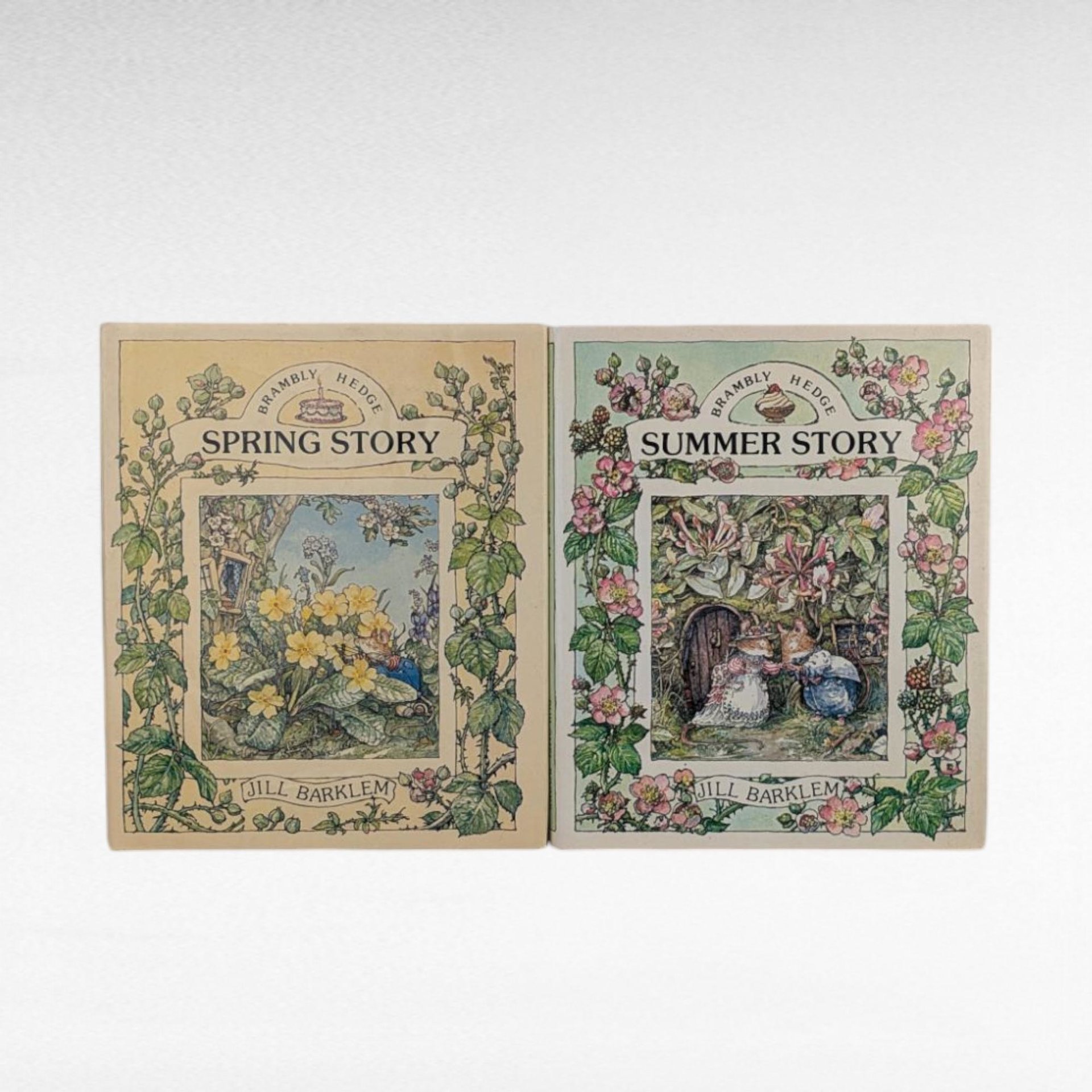 1980 Brambly Hedge Spring & Summer Books by Jill Barklem, Vintage Children's Hardcovers, Illustrated Storybooks