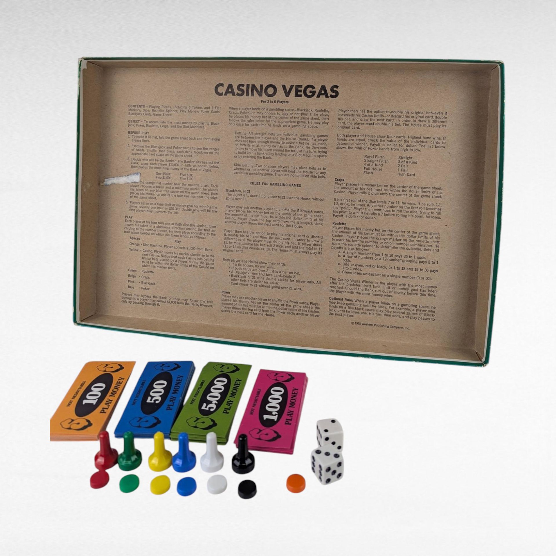 1975 Casino Vegas Board Game, Complete Western Publishing, Vintage Family Game Night, Collectible Gambling Game
