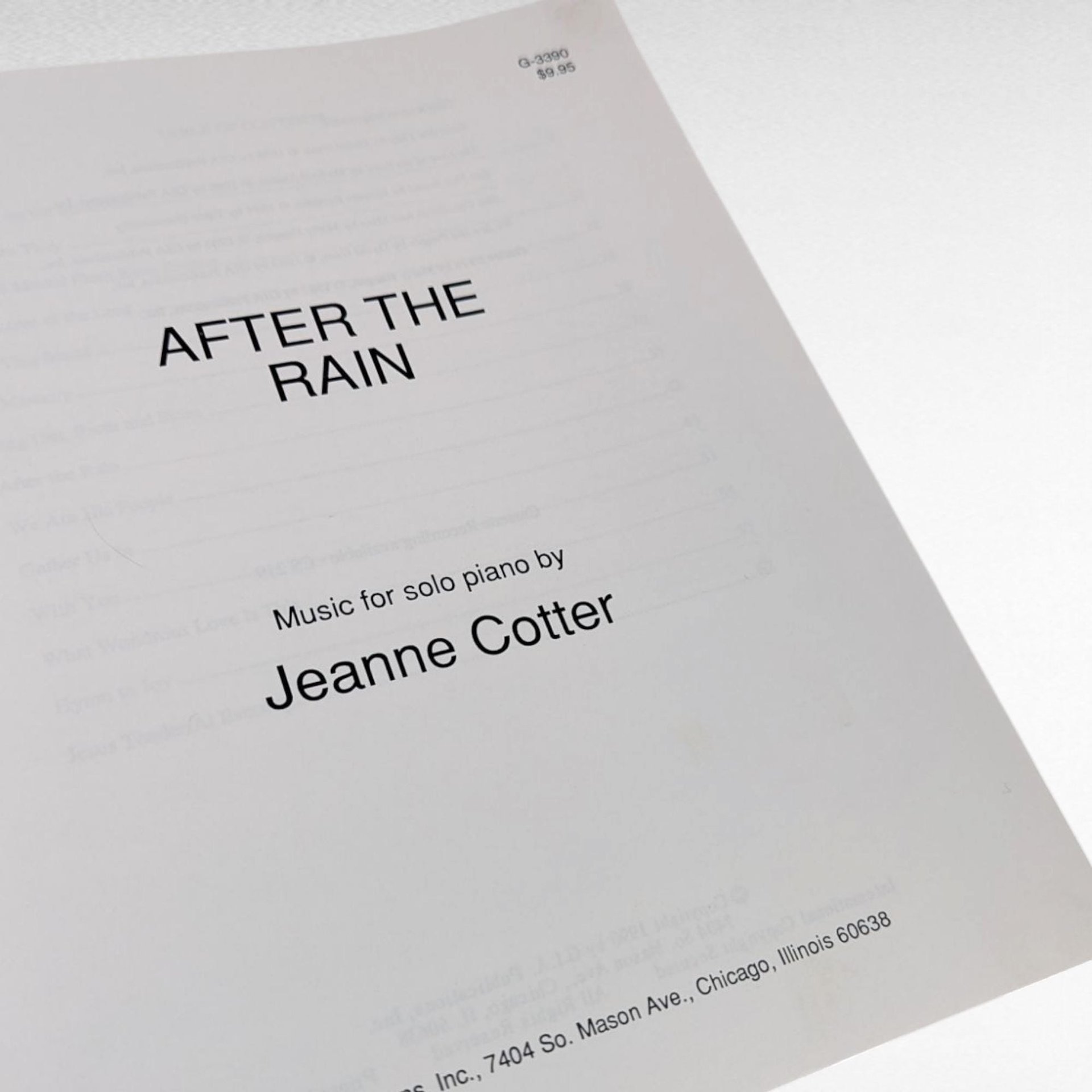 1990 Jeanne Cotter Piano Music Book, After the Rain Solo Piano Sheet Music, Vintage Gift for Pianist, Instrumental Music Collection