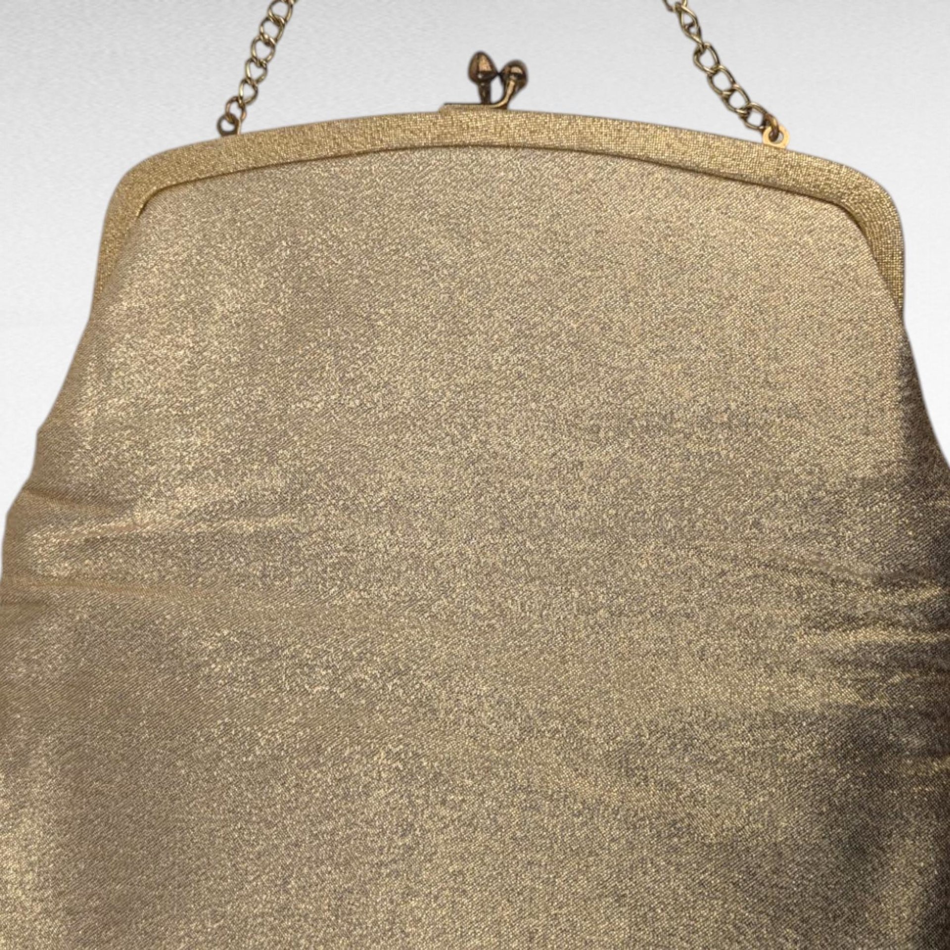 Vintage Ande Gold Evening Bag with Metal Strap, Glamorous Clutch Purse, Gift for Her