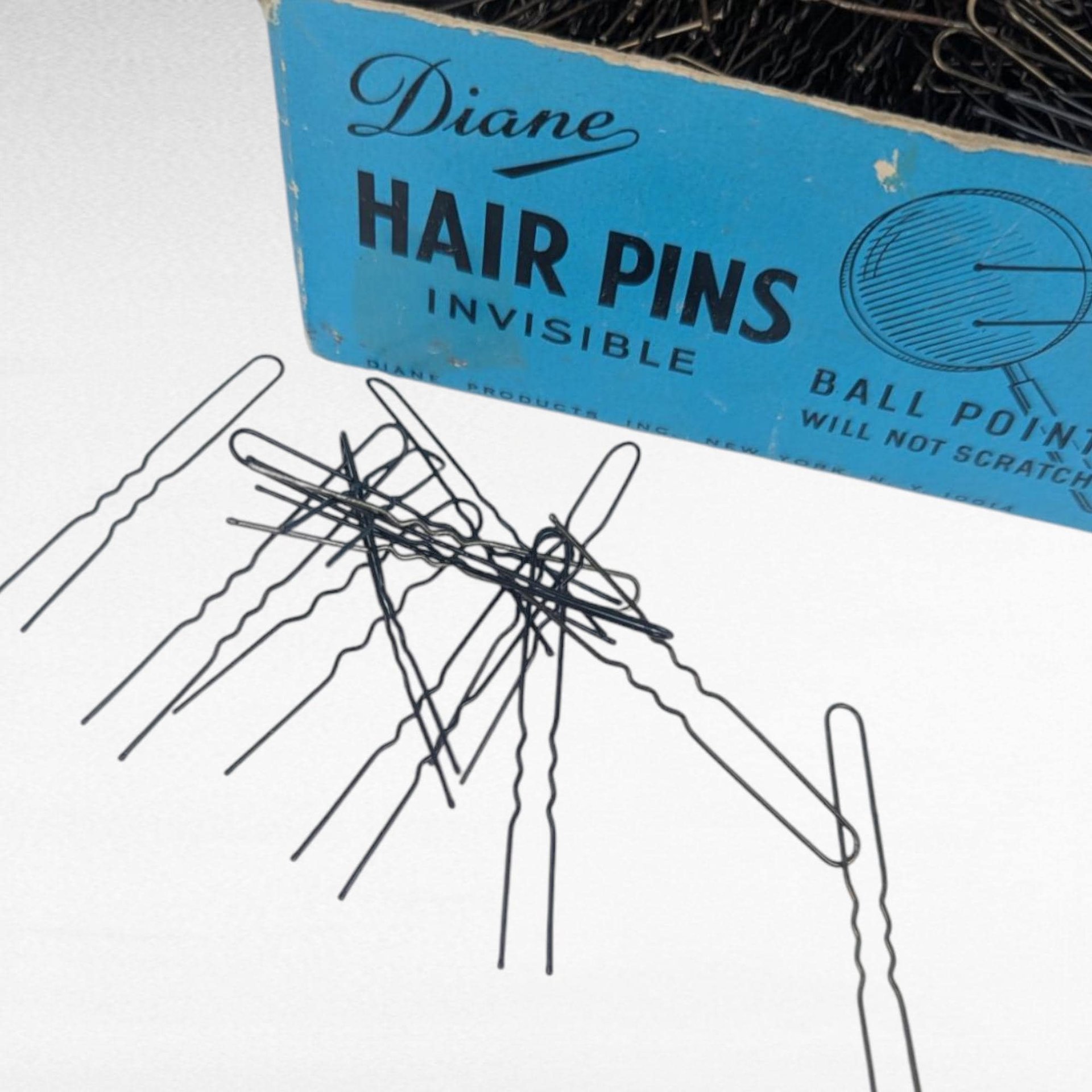 Vintage Diane Invisible Hair Pins, Original Box, Ball Pointed Tips, Made in France, No Scratch Scalp, Full Pack