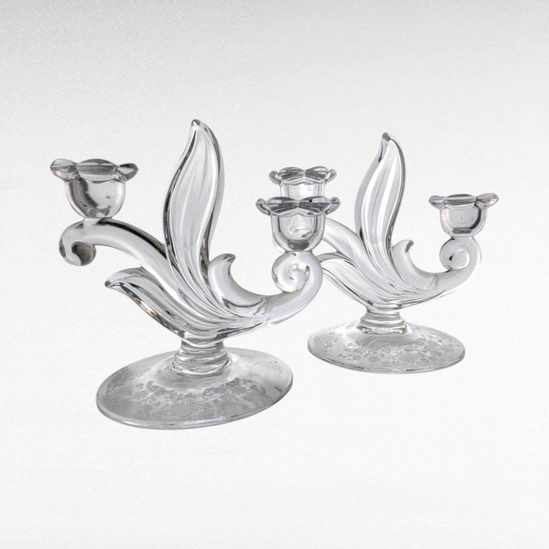 Vintage Duncan Miller First Love Double Candlesticks, Floral Decor, Elegant Table Lighting, Gift