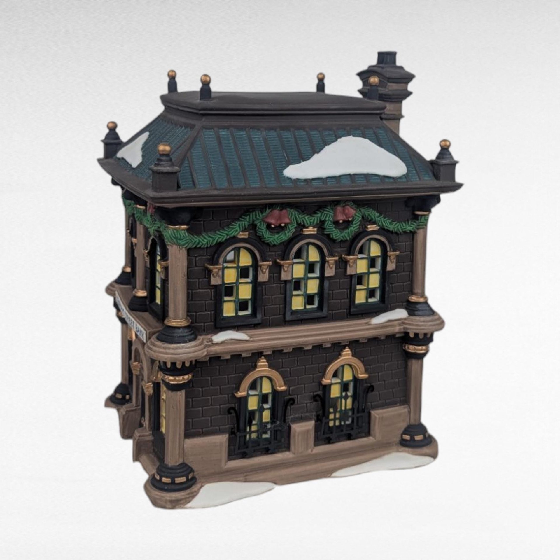 Dept 56 Blenham Street Bank, 1995 Dickens Village Christmas, Light Up House Building, D56, Collectible with Light Cord & Box